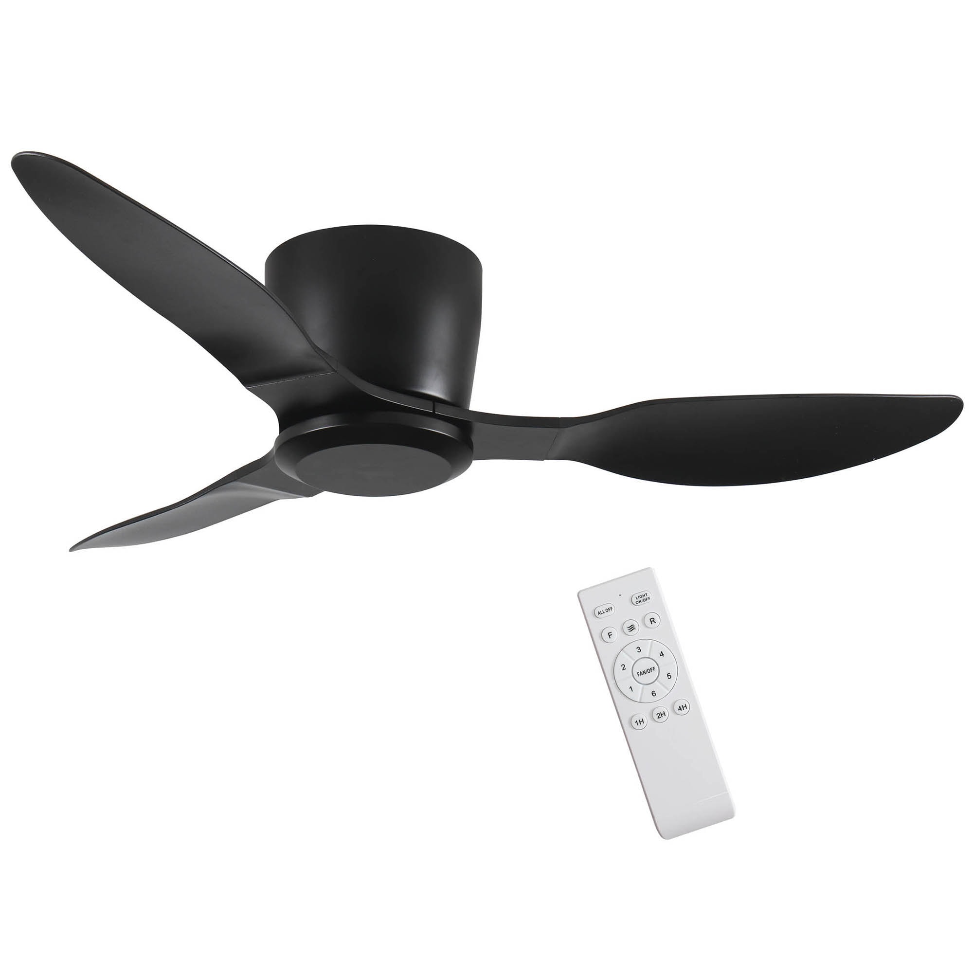 SINOFURN SYB510074BK 40-in Flush Mount Black with ABS Blades Ceiling Fan Without Light - Remote Included ( 3 -Blade )