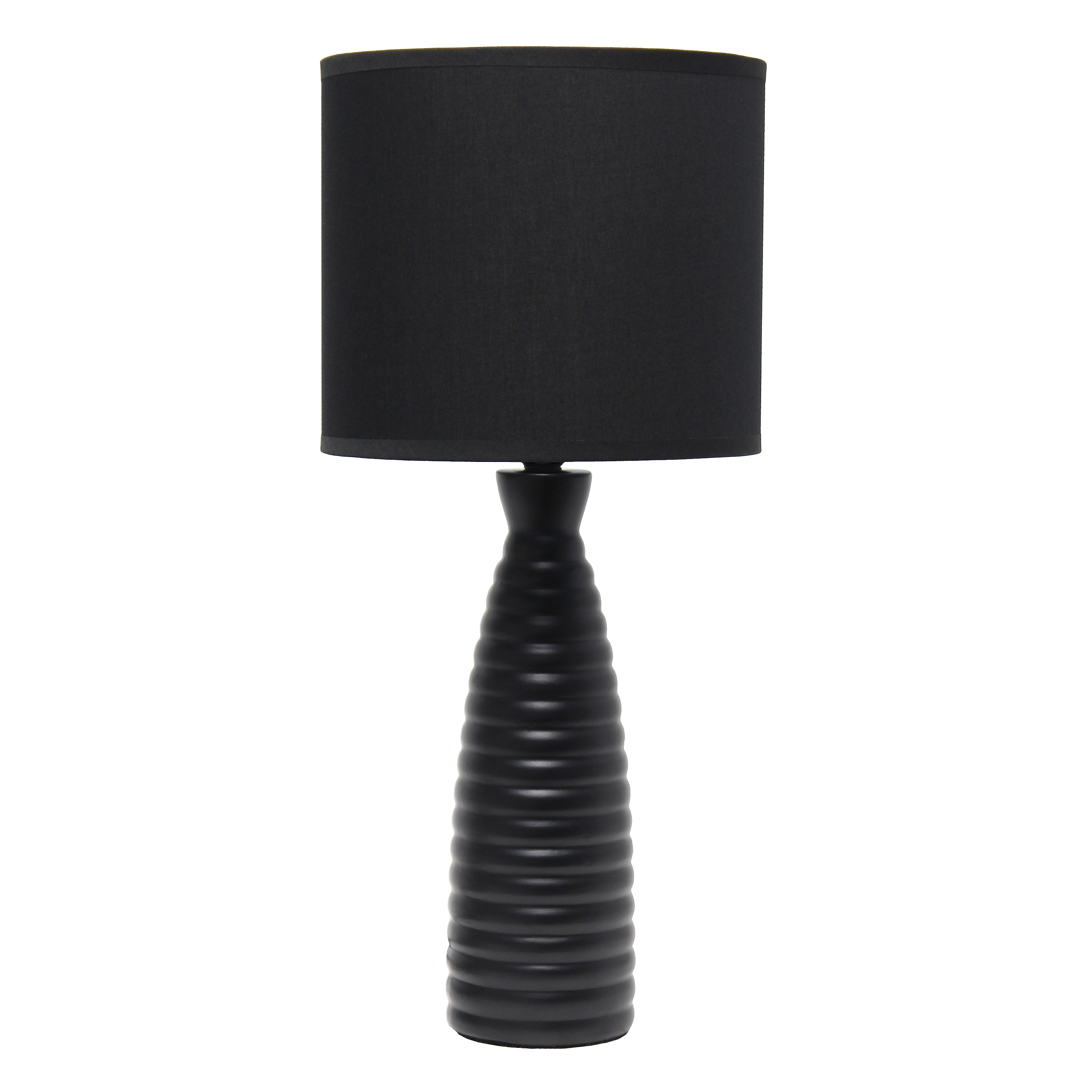 Simple Designs LT2076-BLK 20.25-in Black Table Lamp with Fabric Shade