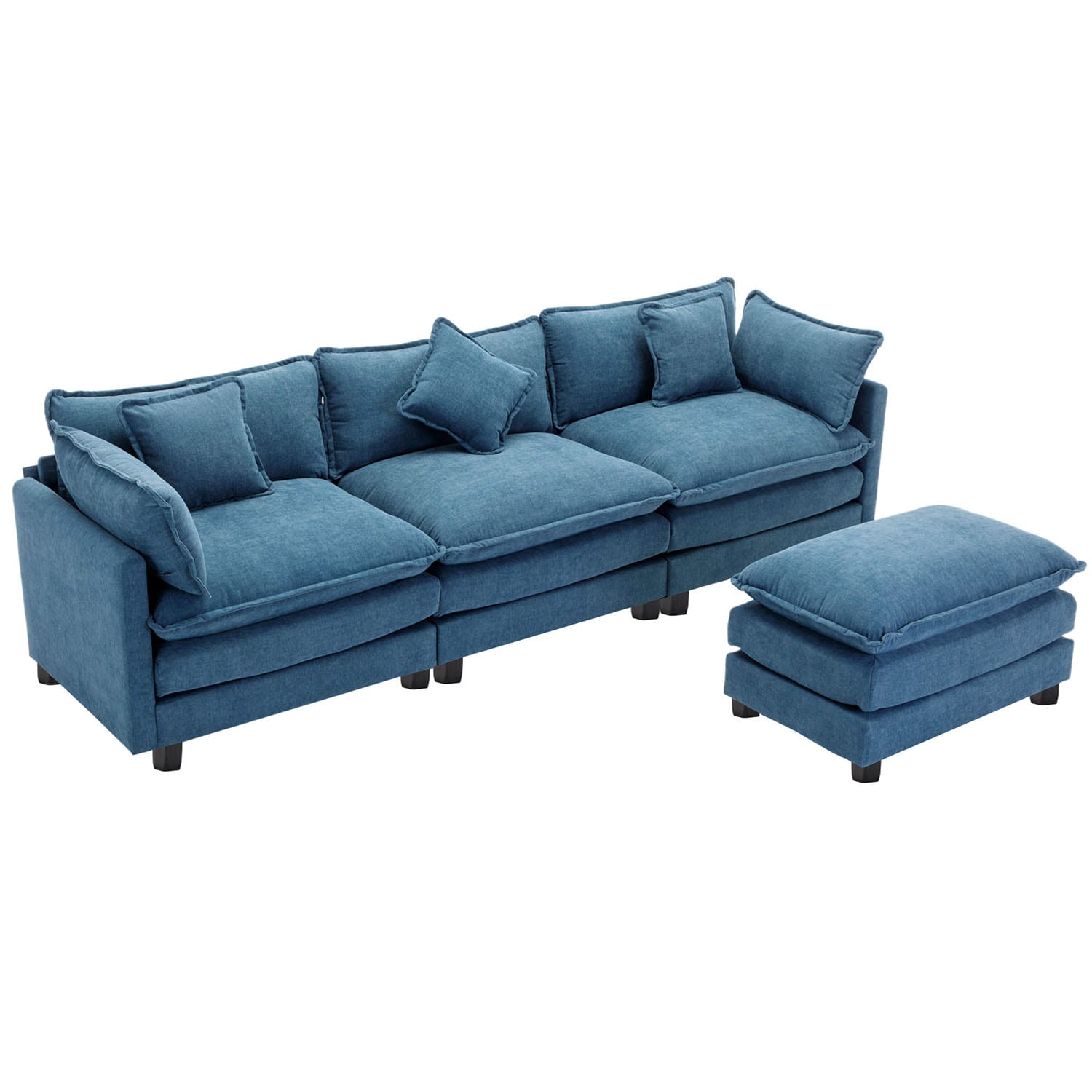 Bybafun YA3700374 112.2-in Casual Blue Chenille Sectional