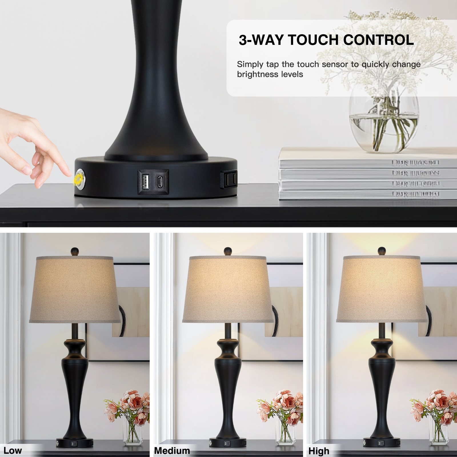 UrFurnishings TD-726 Table-Lamps - View #2