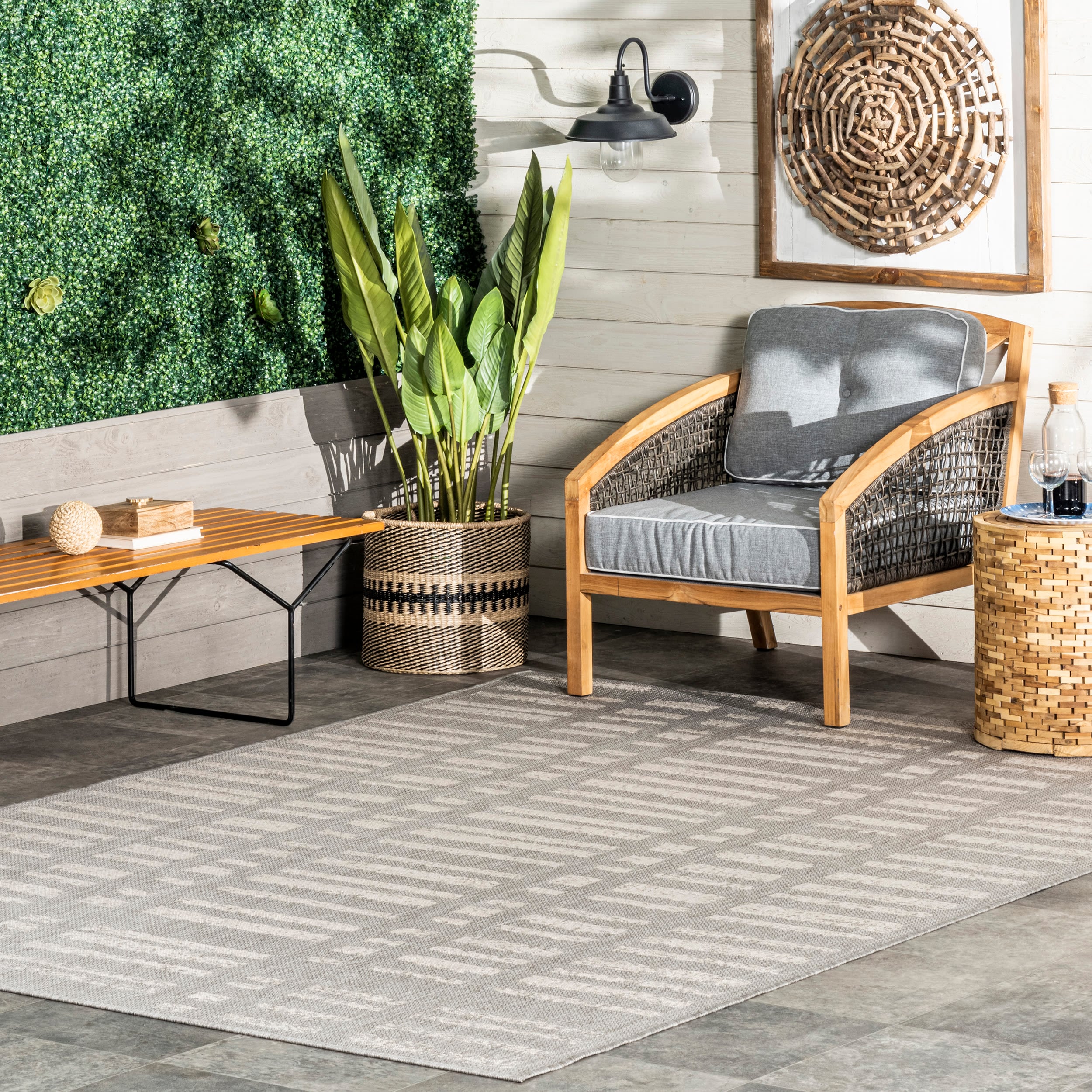 nuLOOM GBCB38B-508 Cabana 5 x 8 (ft) Loomed Polypropylene Gray Rectangular Indoor/Outdoor Solid Area rug