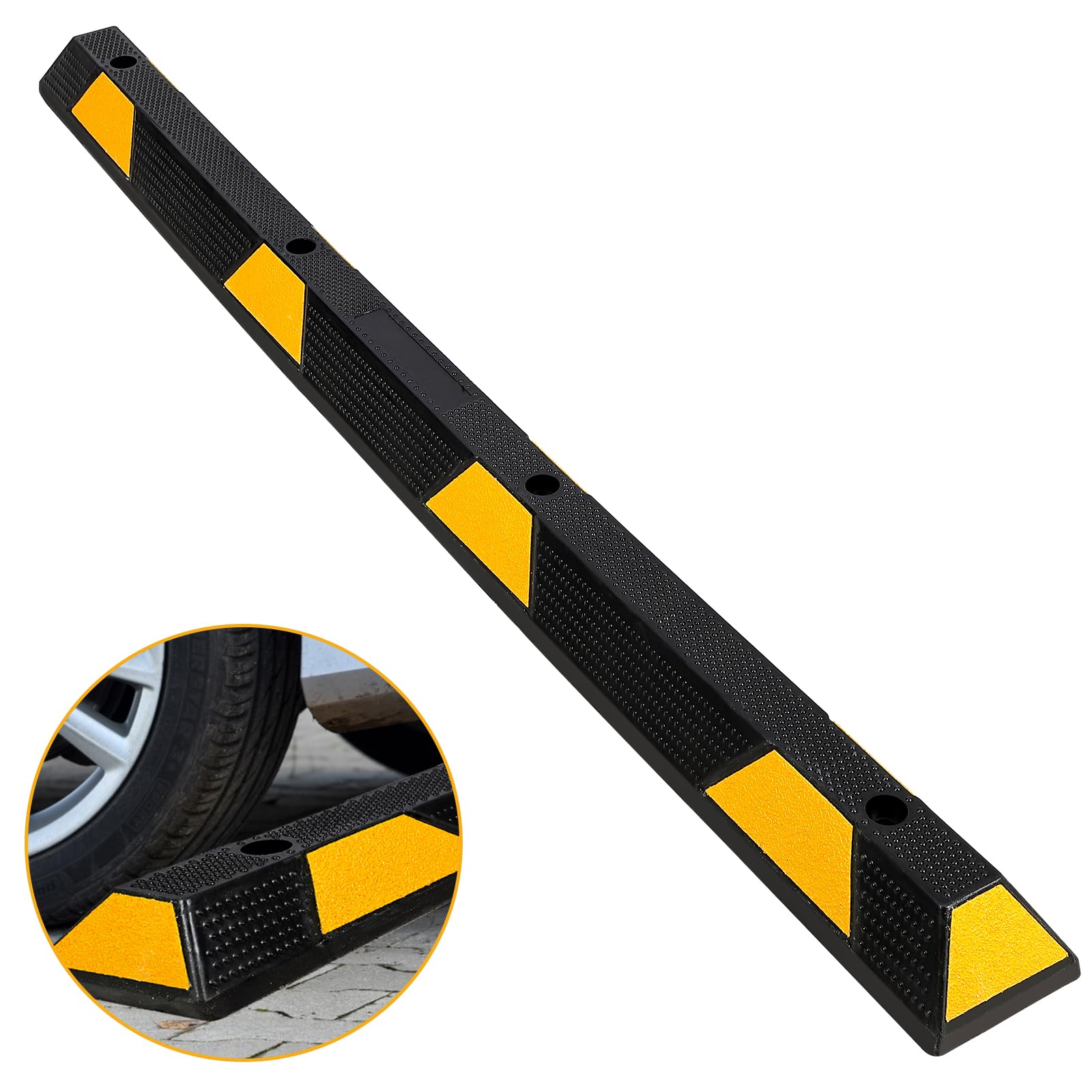 DEXSO 72 Inch Rubber Parking Curb Heavy Duty Reflective