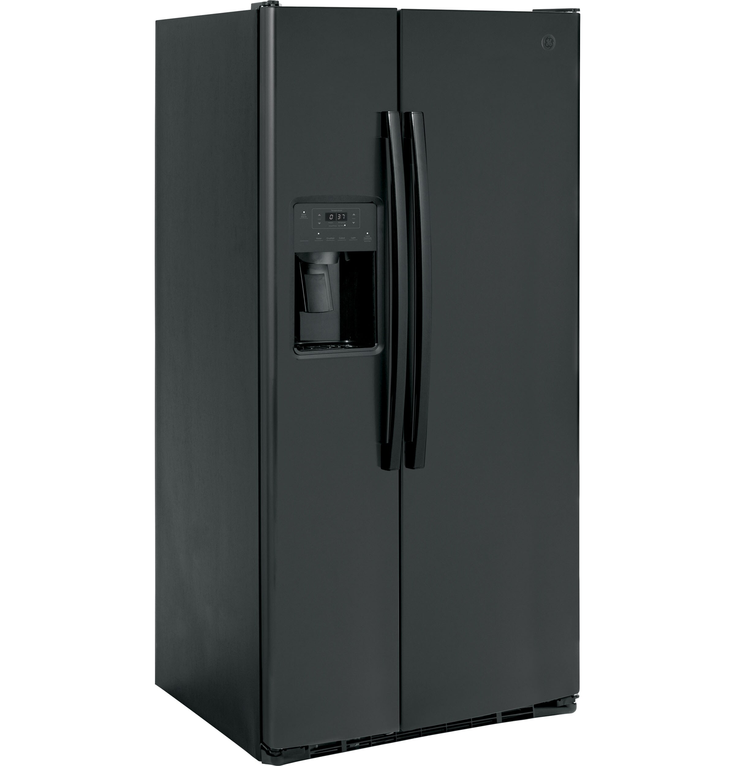 GE 23-cu ft Side-by-Side Refrigerator with Ice Maker, Water and Ice Dispenser (Black)