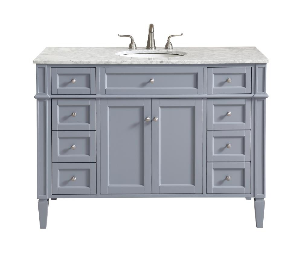 Elegant Decor FI37548GR First Impressions 48-in Gray Undermount Single sink Bathroom Vanity with Carrara White Marble Top