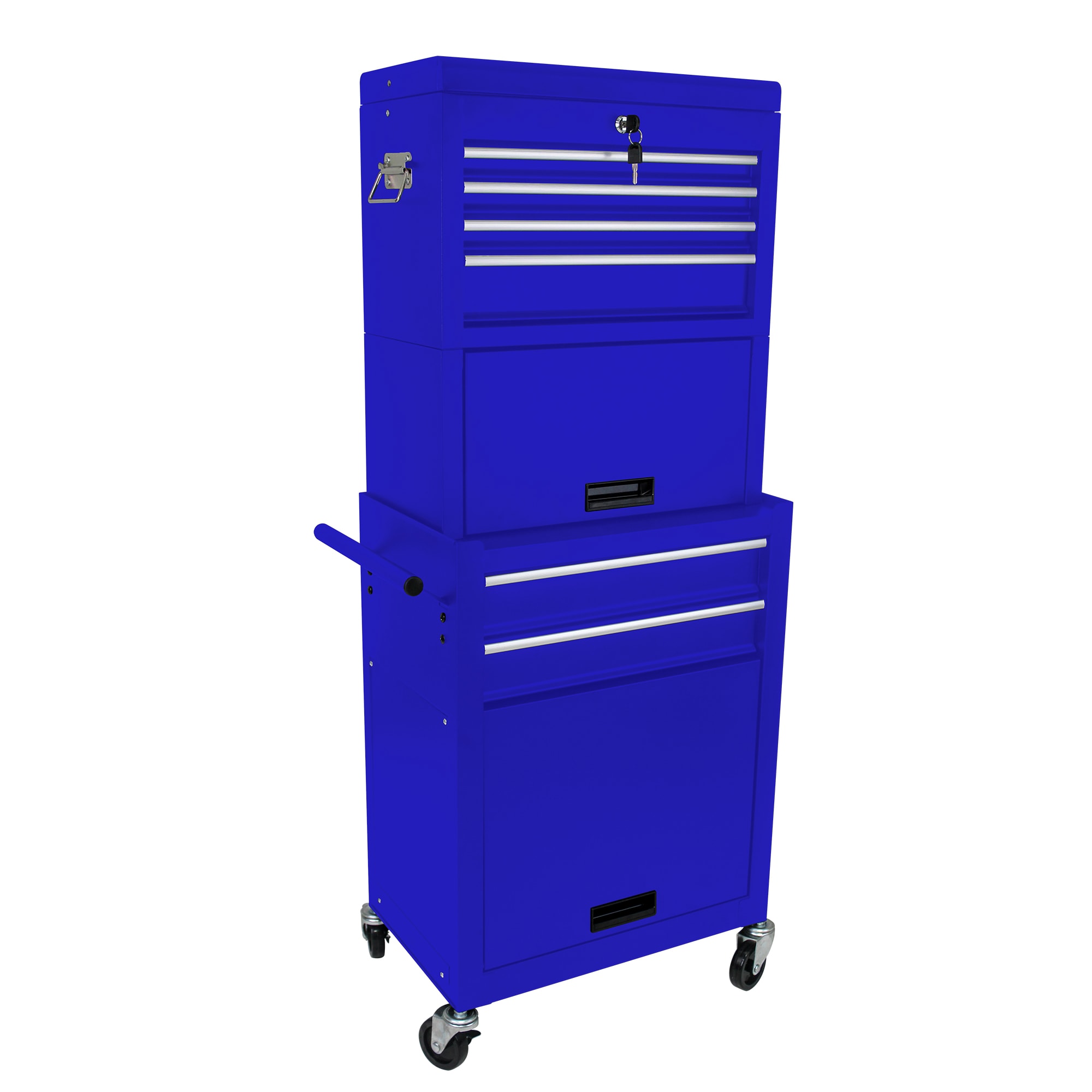 GDFStudio Tool Cabinet on Wheels 6-Drawer Lockable Rolling Tool Chest with 4 Universal Wheels Blue