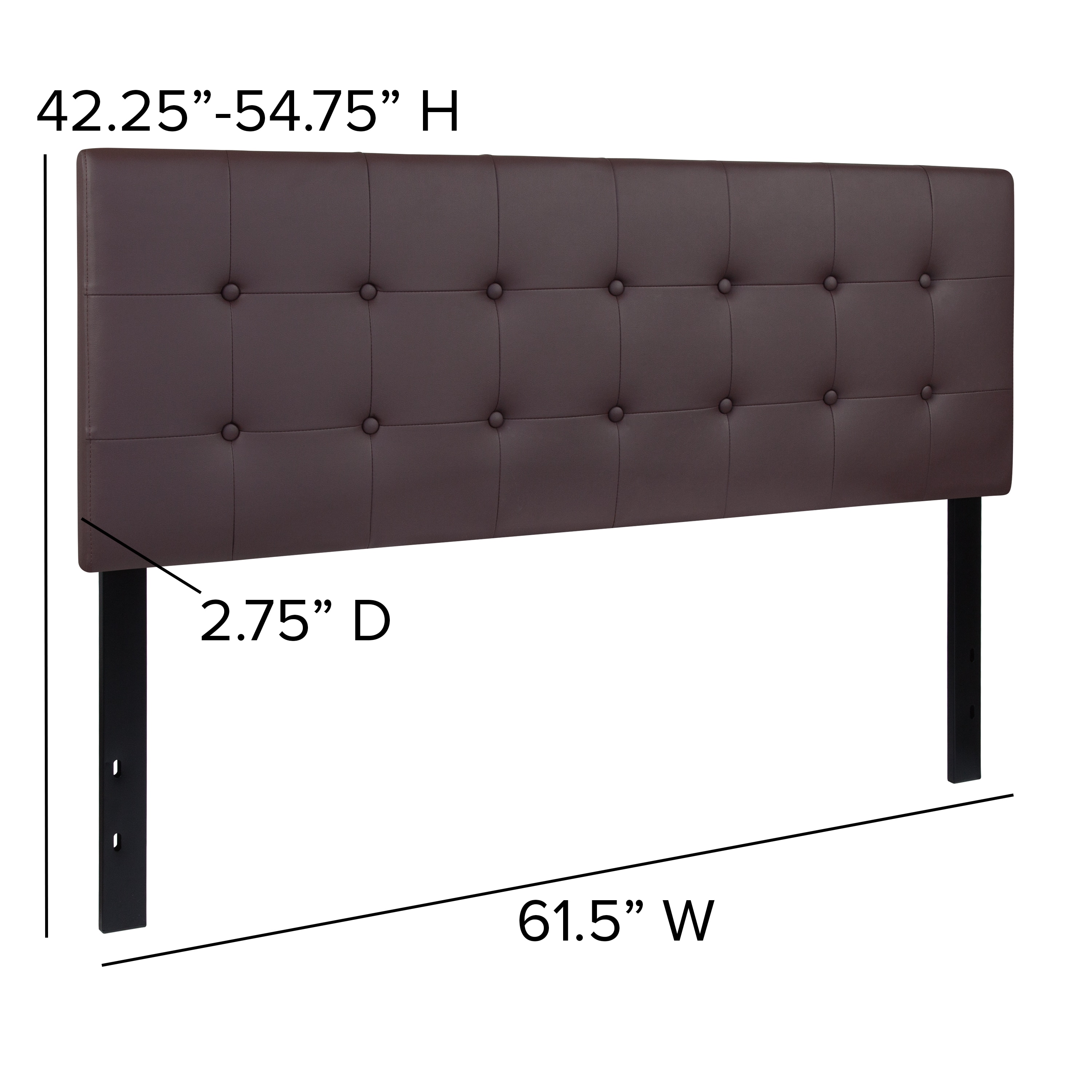 Flash Furniture Lennox Brown Queen Vinyl Upholstered Headboard in the ...