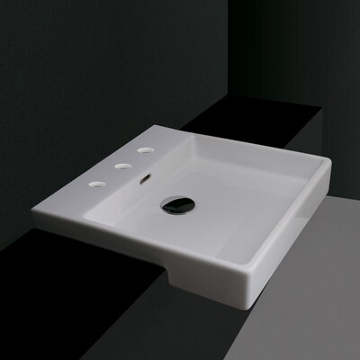 Ws Bath Collections Plain Ceramic White Drop In Square Modern Bathroom Sink With Overflow Drain 17 7 X The Sinks Department At Com - Plain White Bathroom Sink