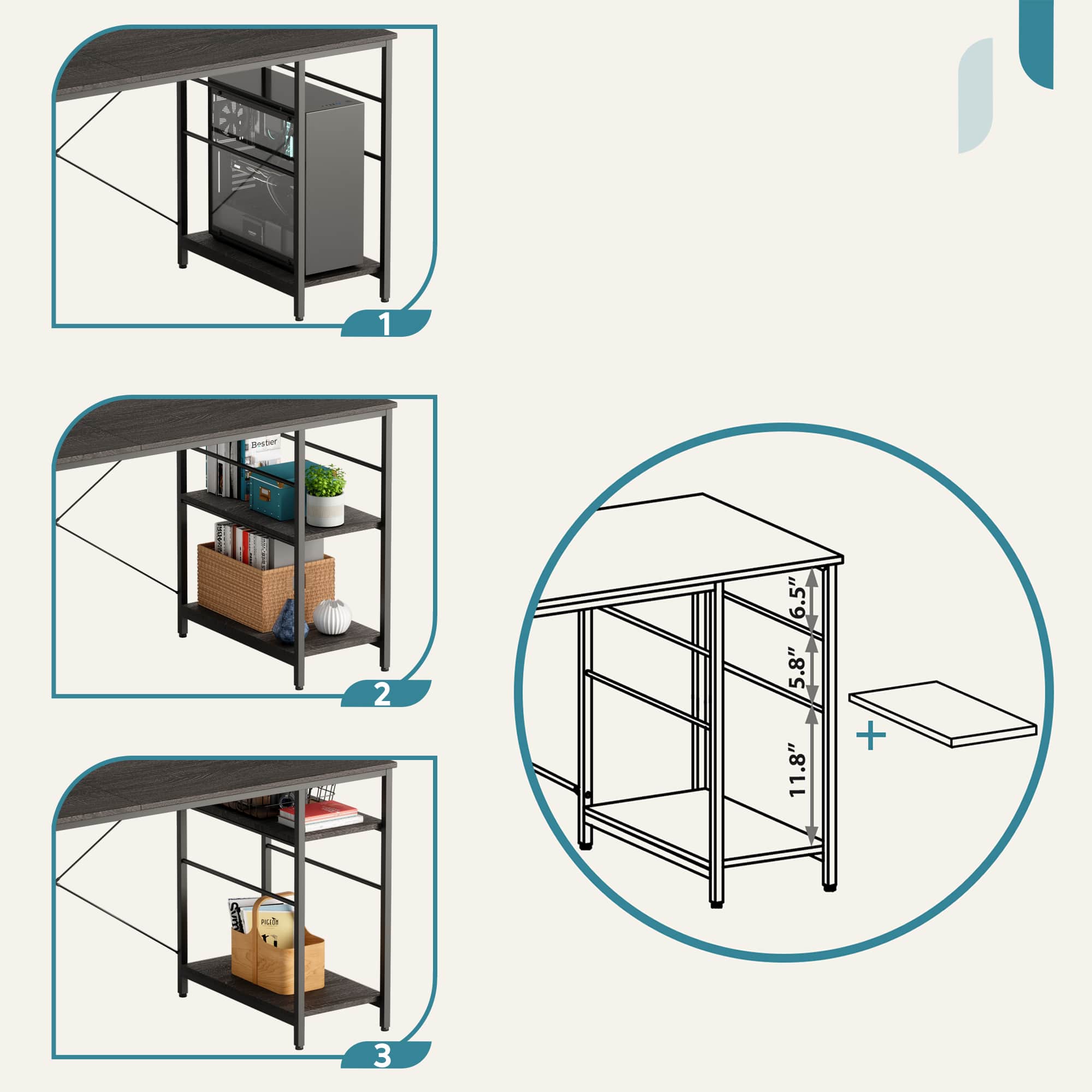 Bestier LOW-D464Y-CHAL desks - View #2