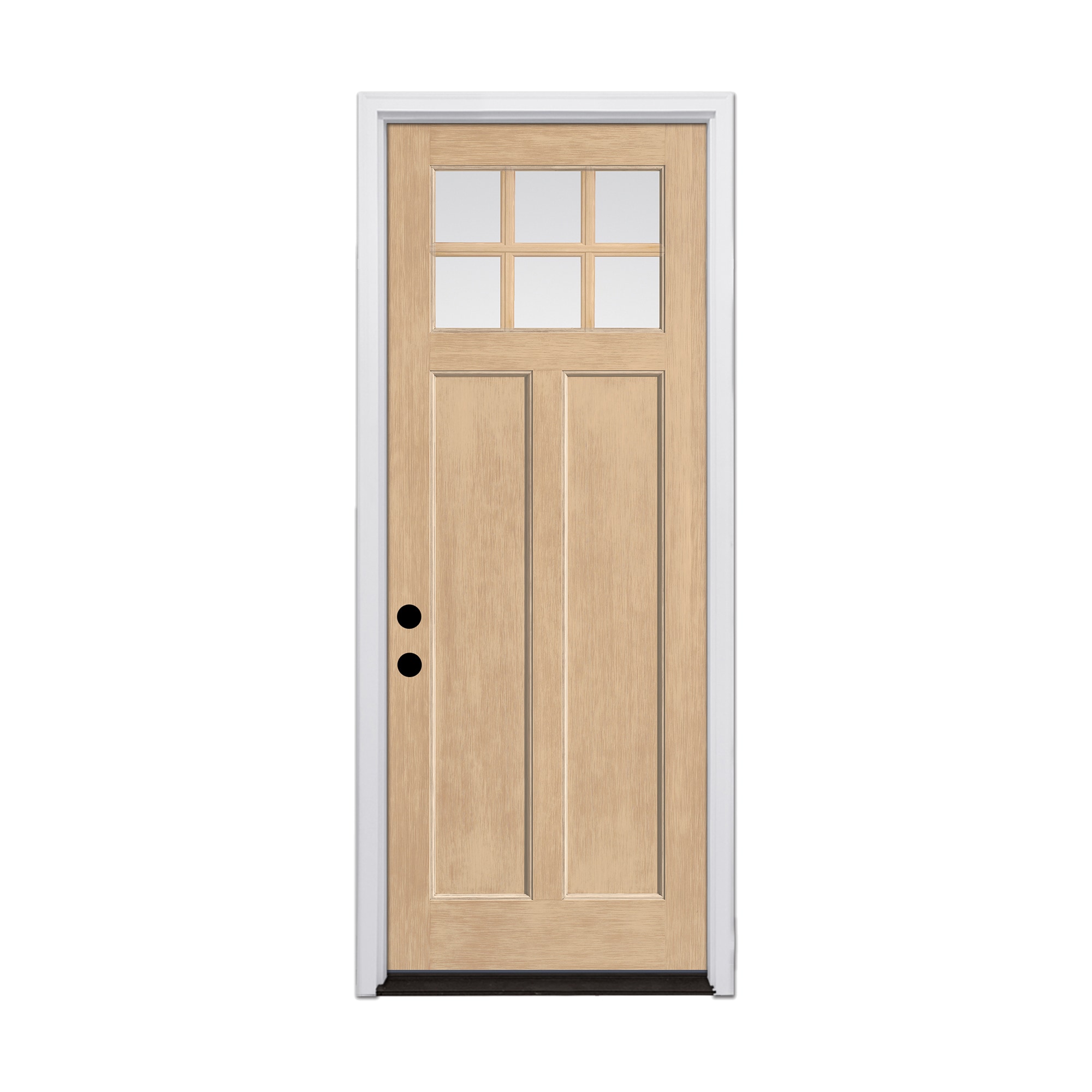 Therma-Tru 36-in x 96-in Fiberglass 1/4 Lite Stained Prehung Front Door with Brickmould Insulating Core
