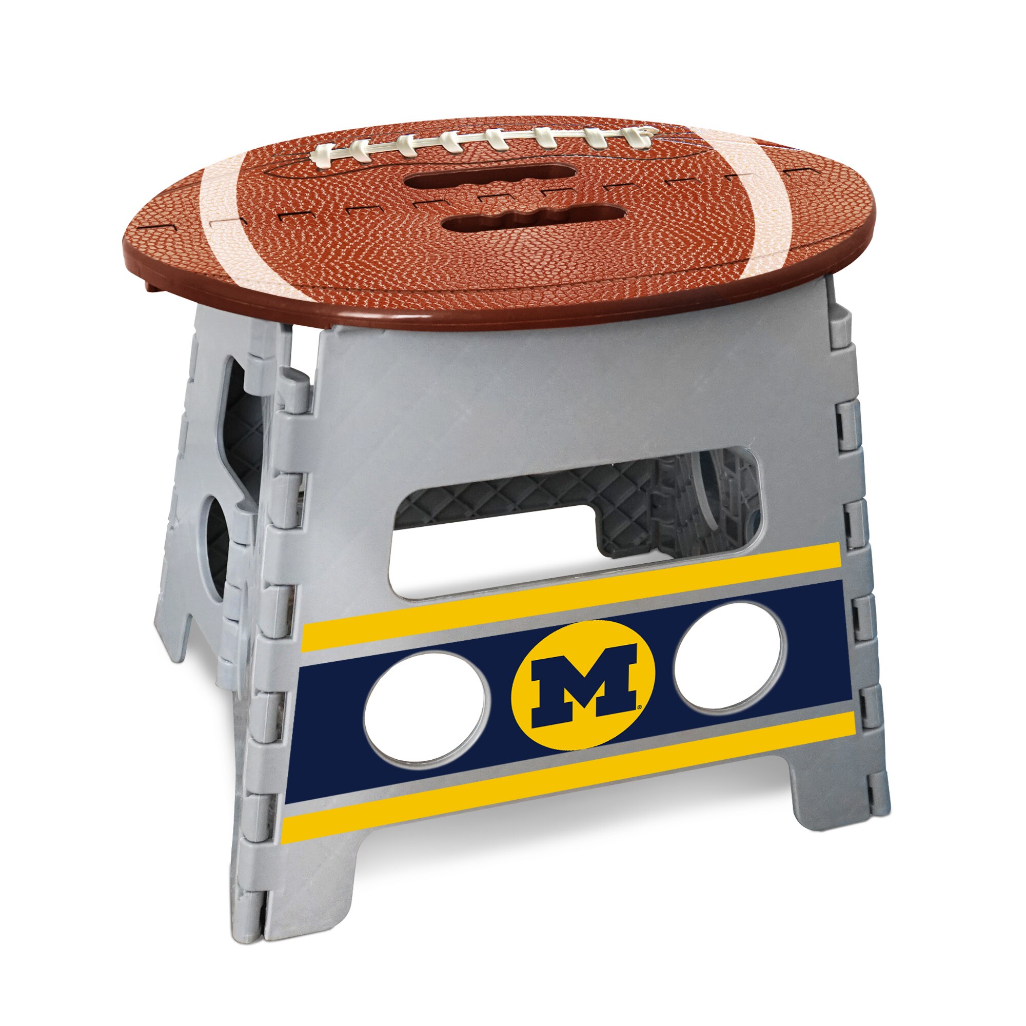 FANMATS 24567 Michigan Wolverines 1-Step 250 lbs. Capacity Gray Plastic Foldable Step Stool