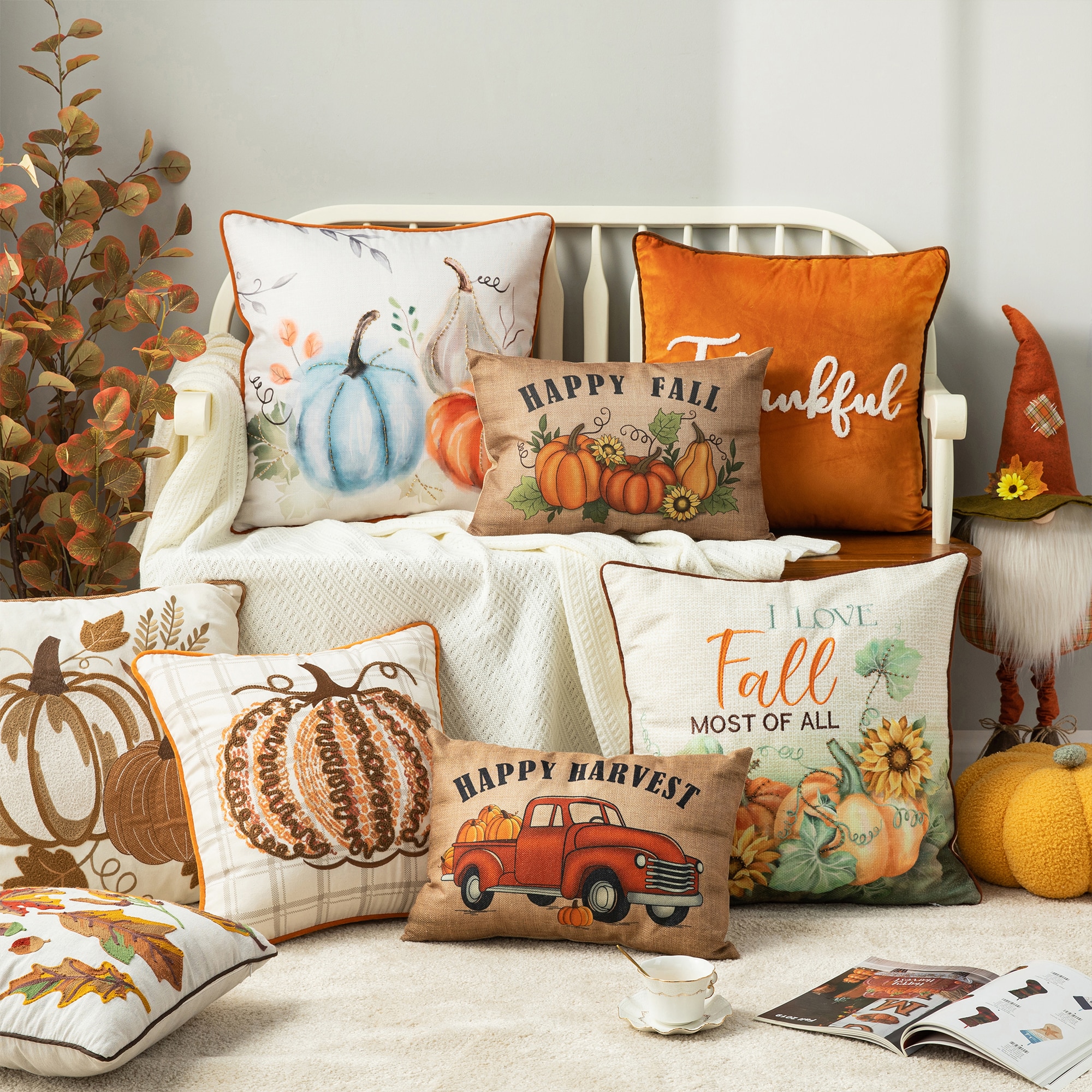 Market Pumpkin Throw Pillow Cover 18” x 18” – Ole Homestead