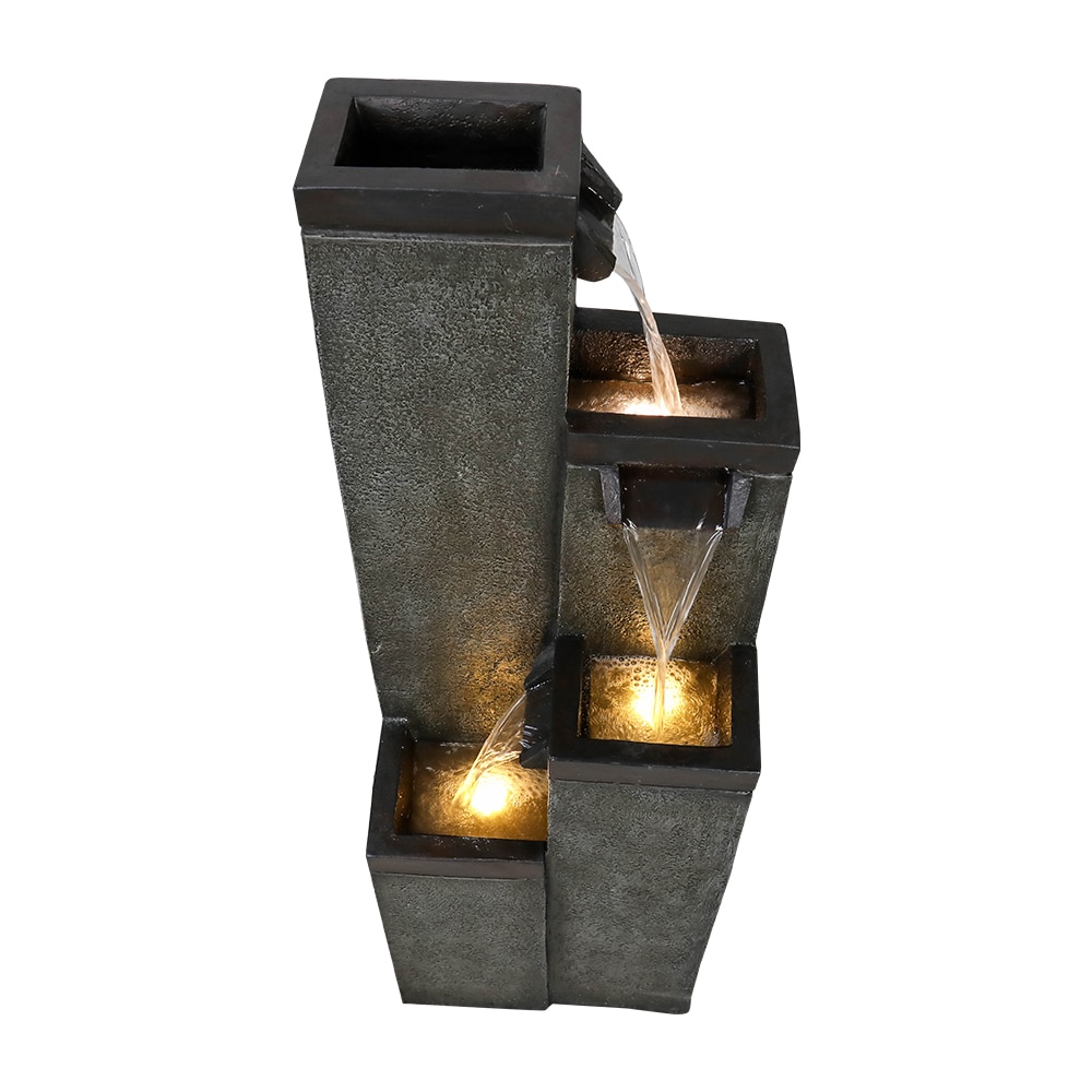 Watnature 39.3-in H Resin Tiered Outdoor Fountain Pump Included in the ...