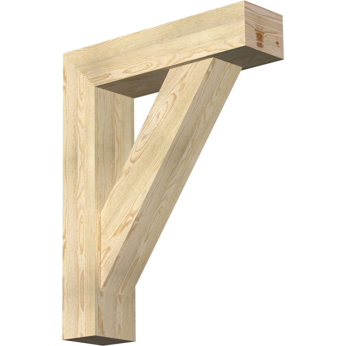 Ekena Millwork 1464991 Traditional Block Rough Sawn Bracket with Offset Brace 8-in x 32-in x 40-in Douglas fir Brown Wood Standard bracket