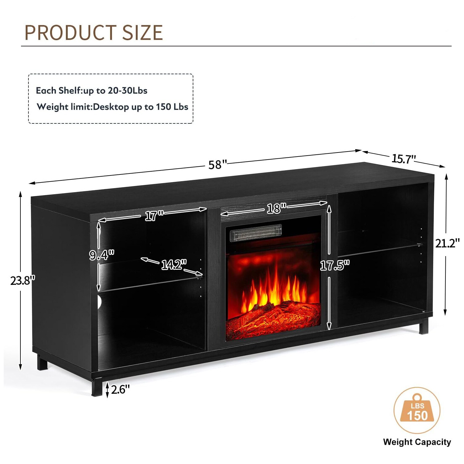 AOXUN H21015BK+H20015 Electric-Fireplaces - View #6
