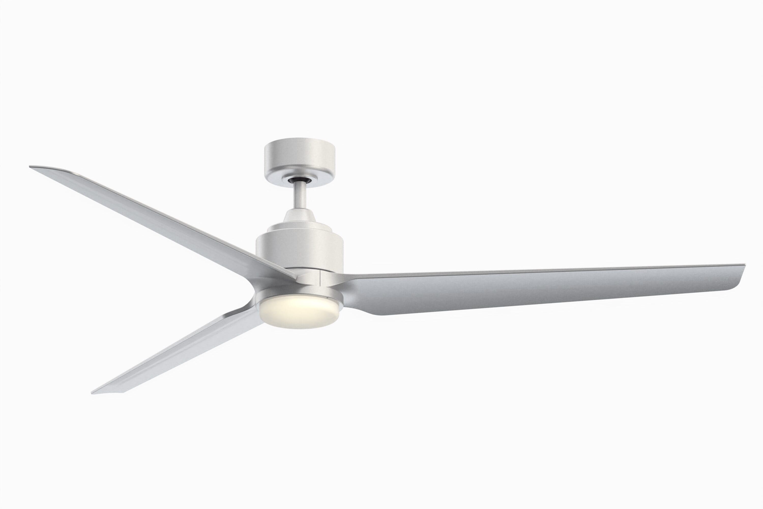 Fanimation TriAire Custom 72-in Silver Color-changing Integrated LED Indoor/Outdoor Smart Propeller Ceiling Fan with Light and Remote (3-Blade) FPD8515SLW-72SLW-LK Sansujyuku sansujyuku.com