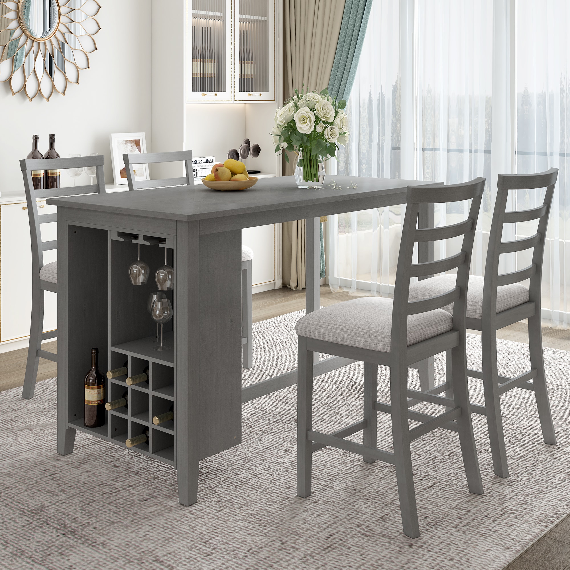 Qualler TRAPR0039E Gray Contemporary/Modern Dining Room Set with Rectangular Table ( Seats 4 )