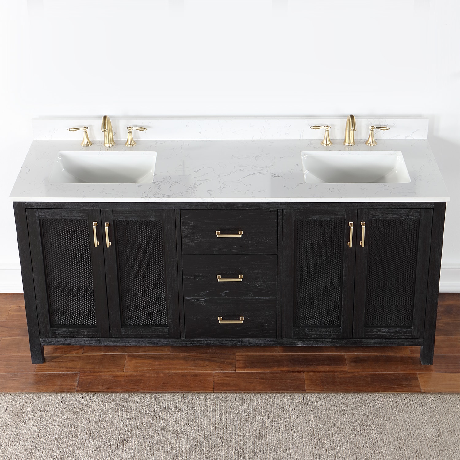 Vanity Art VA3030-72E Espresso 72 Double Sink Bathroom Vanity Set with Ceramic Vanity Top
