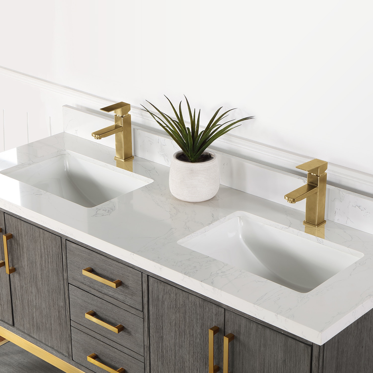 Altair Wildy 60-in Classical Gray Undermount Double Sink Bathroom ...