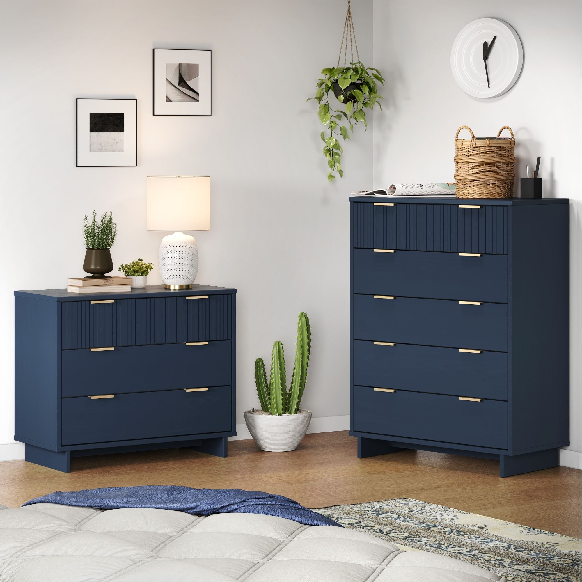 Manhattan Comfort GRAN024 Blue Full Bedroom Set