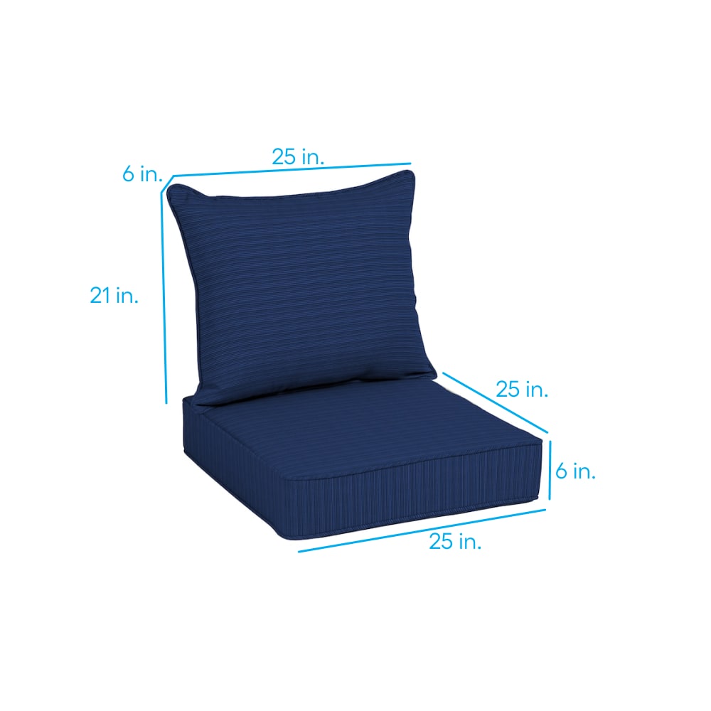 allen roth 25 in x 25 in 2 Piece Blueprint Deep Seat Patio Chair Cushion in the Patio Furniture Cushions department at Lowes