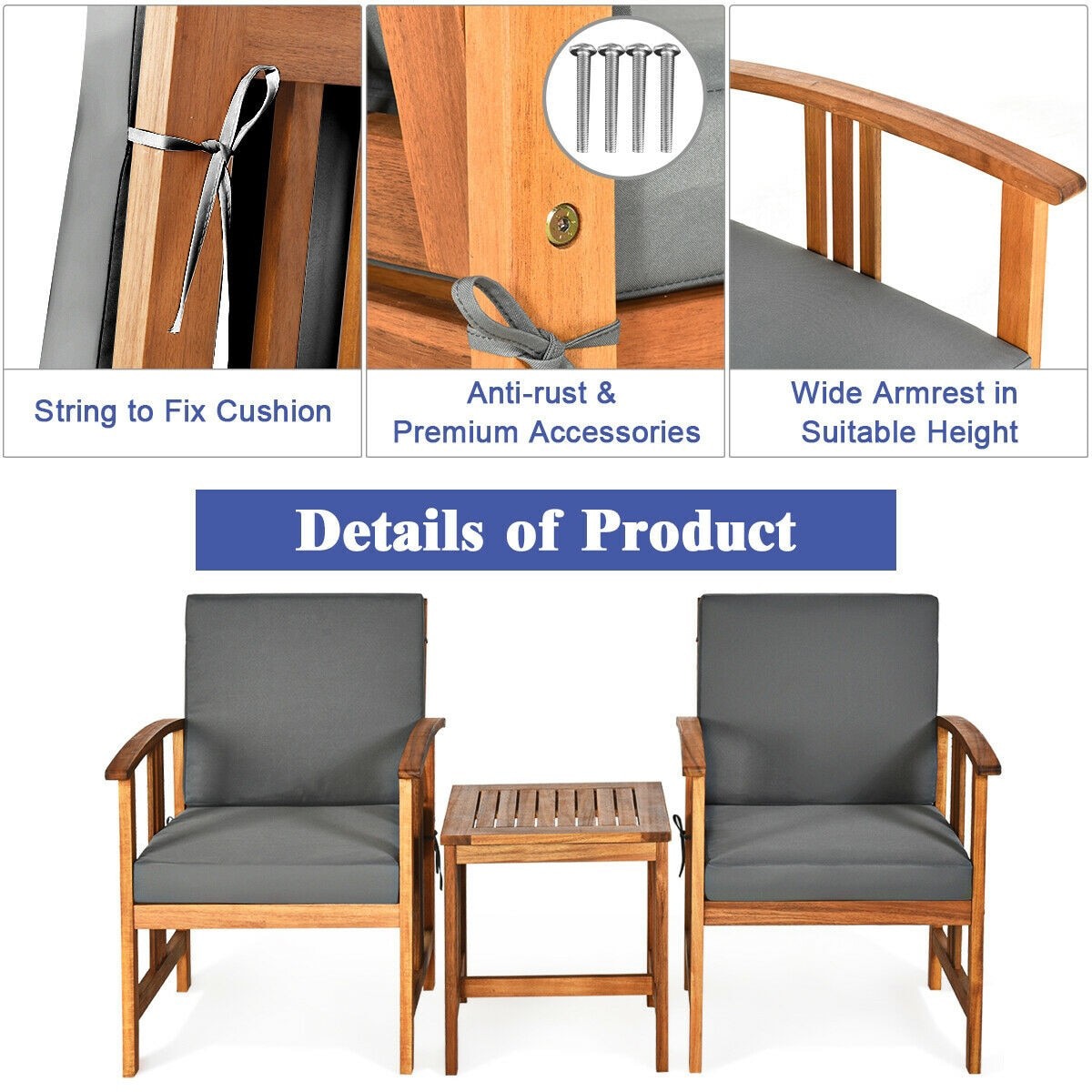 WELLFOR AY-85GR-CY Patio-Conversation-Sets - View #4