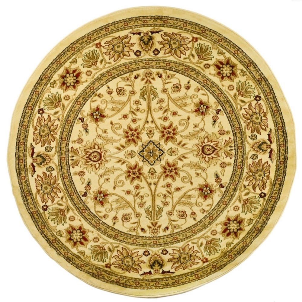 Safavieh LNH212L-8R Lyndhurst Sarouk 8 x 8 (ft) Loomed Polypropylene Ivory/Ivory Round Indoor Floral/Botanical Oriental Area rug