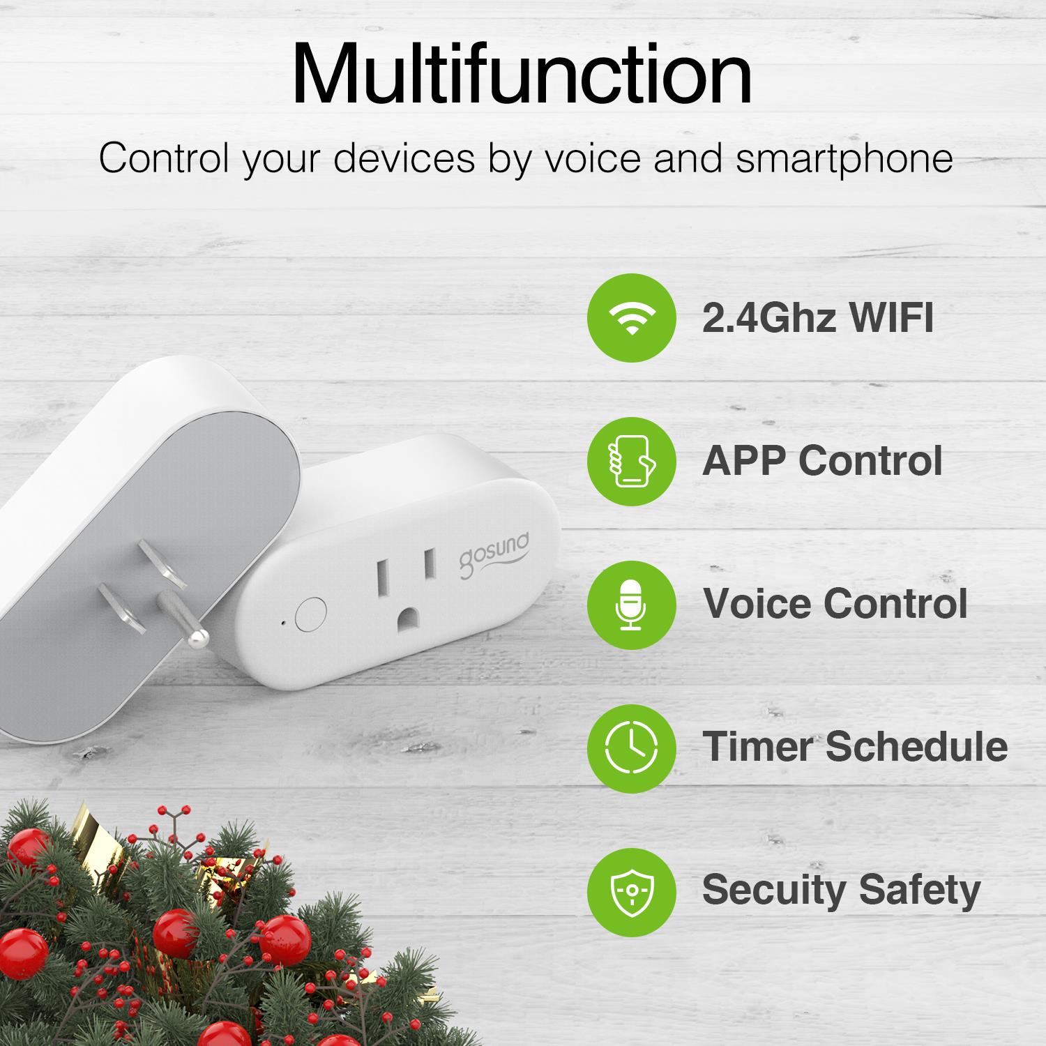 Govee Smart Plug 15A, WiFi Bluetooth Outlet 1 Pack Work with Alexa and  Google Assistant, WiFi Plugs with Multiple Timers, Govee Home APP Group  Control