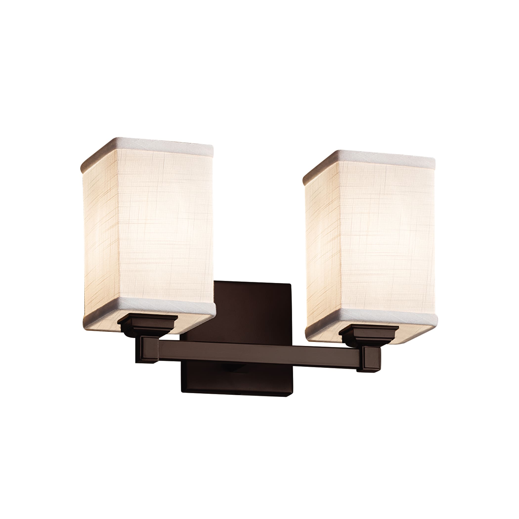 Justice Design Group FAB-8432-15-WHTE-DB Textile 13-in 2-Light Dark Bronze Transitional Vanity Light
