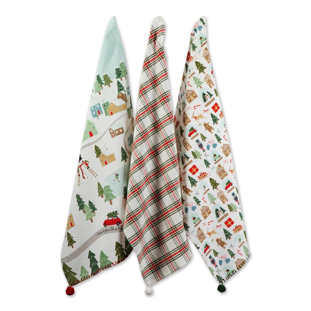 DII Jingle for Joy Embroidered Dishtowel Cotton | CAMZ10736