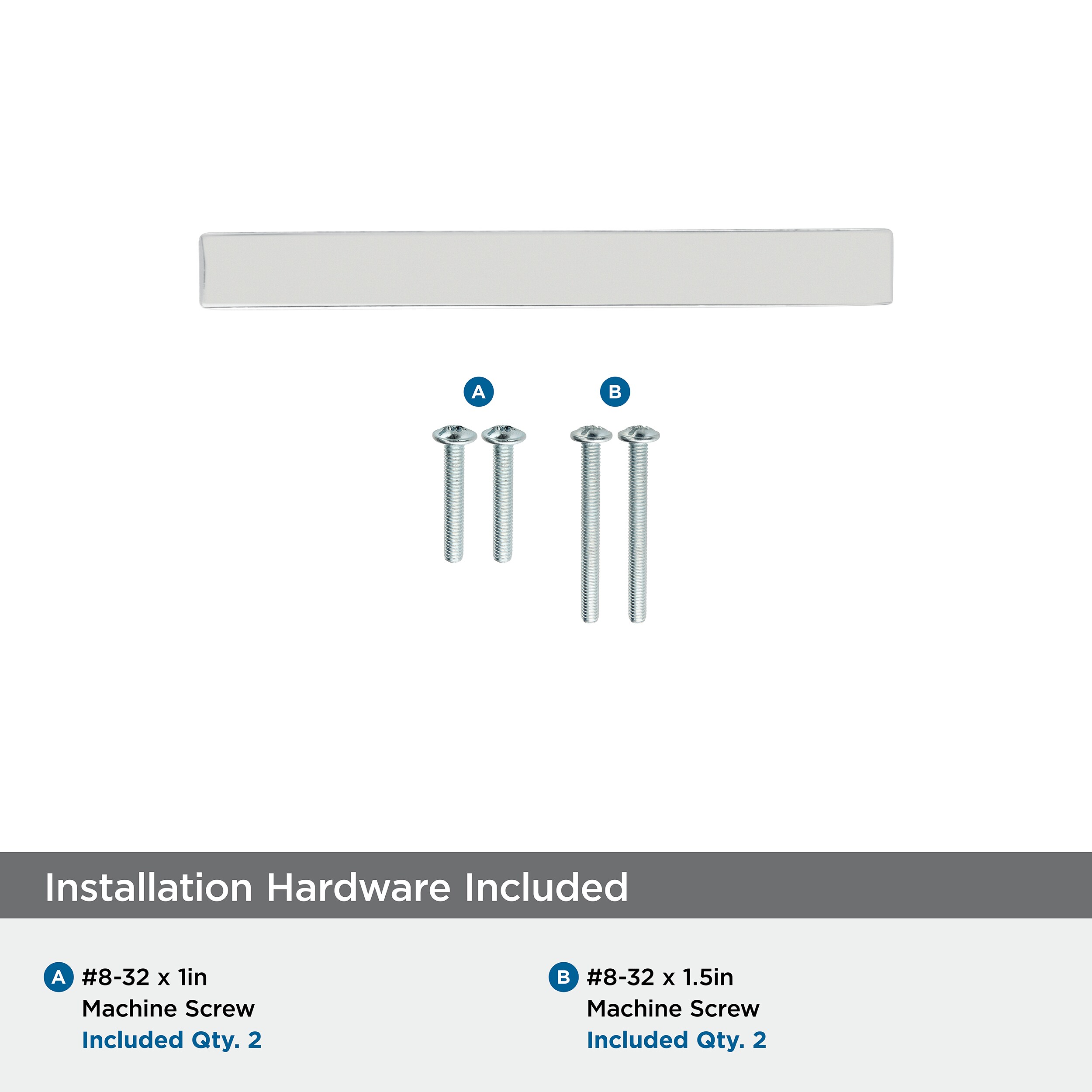 Polished Nickel Modern Rectangular Bar Cabinet Pull with Mounting Hardware
