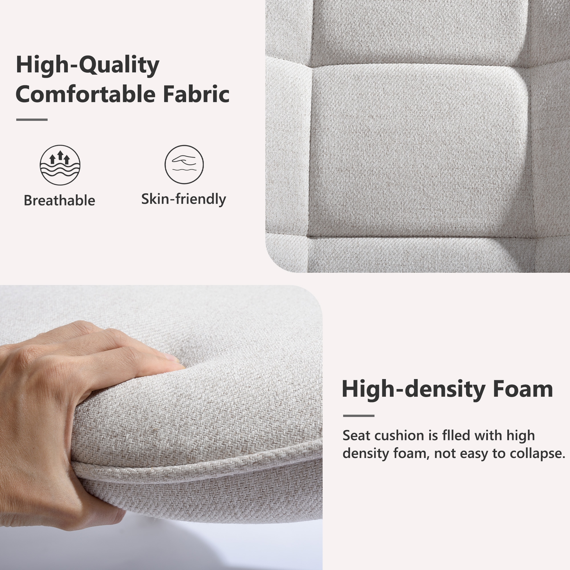 Homy Casa KYIWQ CREAM 2 Dining-Chairs - View #5