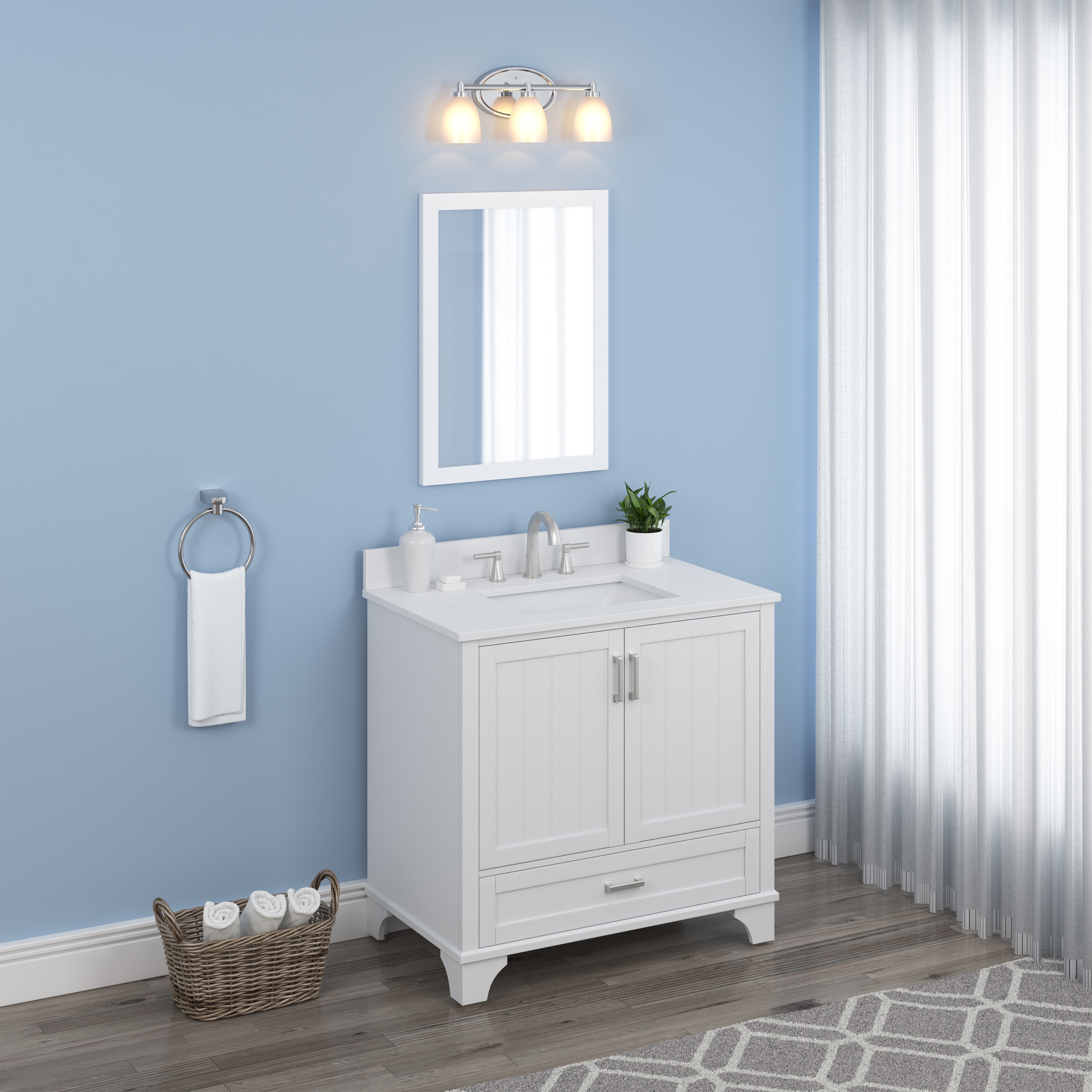 allen + roth Whittaker 36-in White Undermount Single Sink Bathroom ...