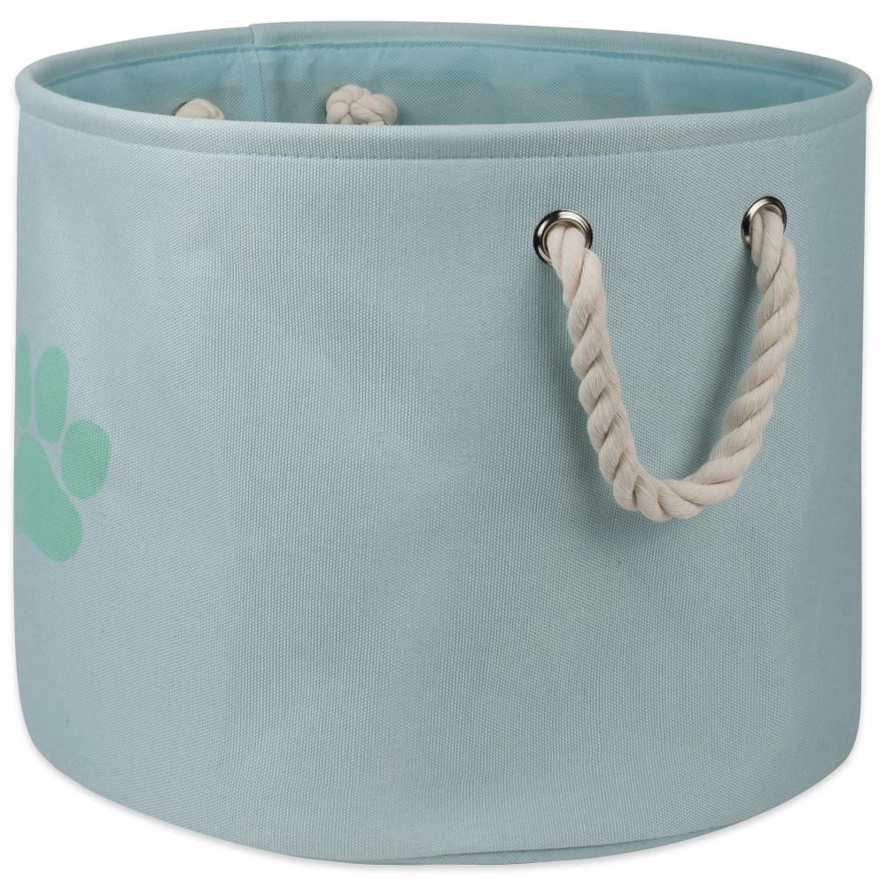 DII CAMZ38651 ( 12-in W x 9-in H x 12-in D ) Paw Print Aqua Polyester Collapsible Bin