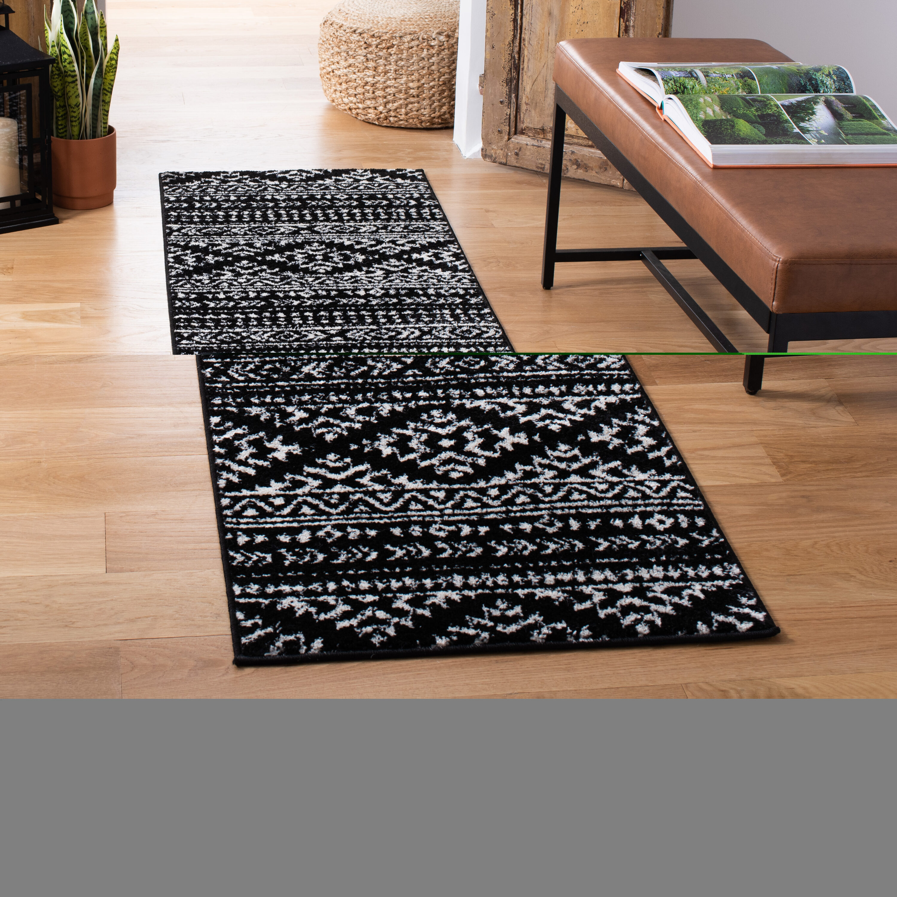 Tulum 272Z Black Ivory 2 x 7 Rectangular Runner rug