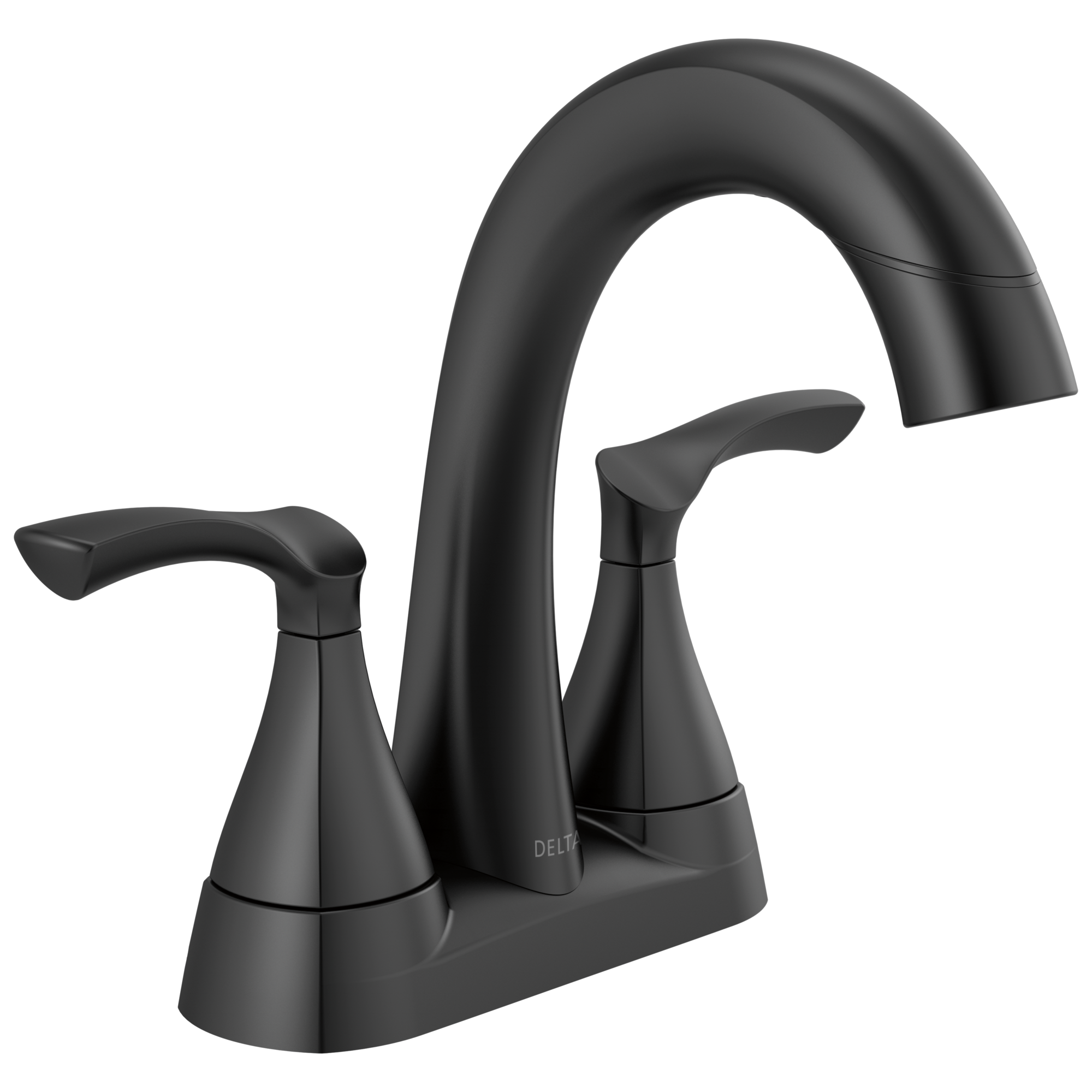 Delta Sandover Matte Black 2-handle 4-in centerset WaterSense Mid-arc ...