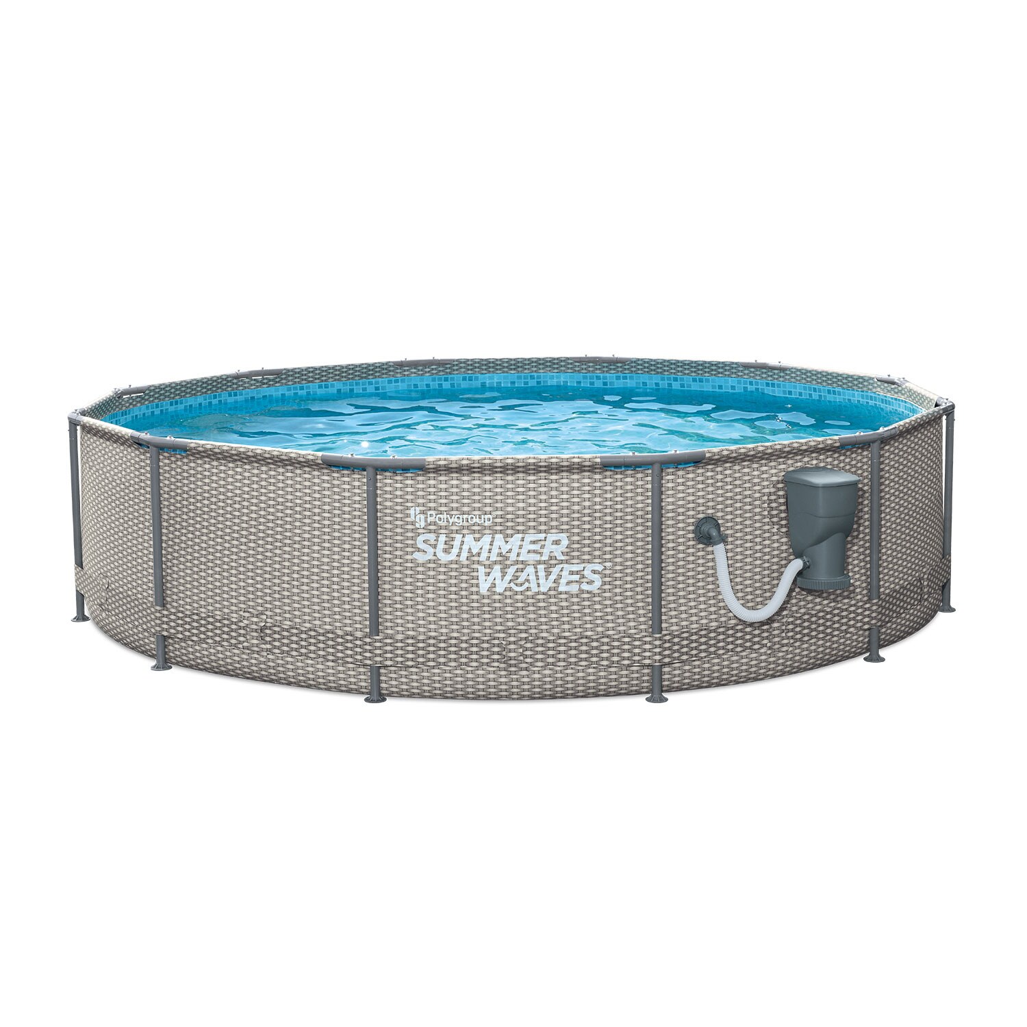 Summer Waves 12-ft x 12-ft x 33-in Metal Frame Round Above-Ground Pool ...