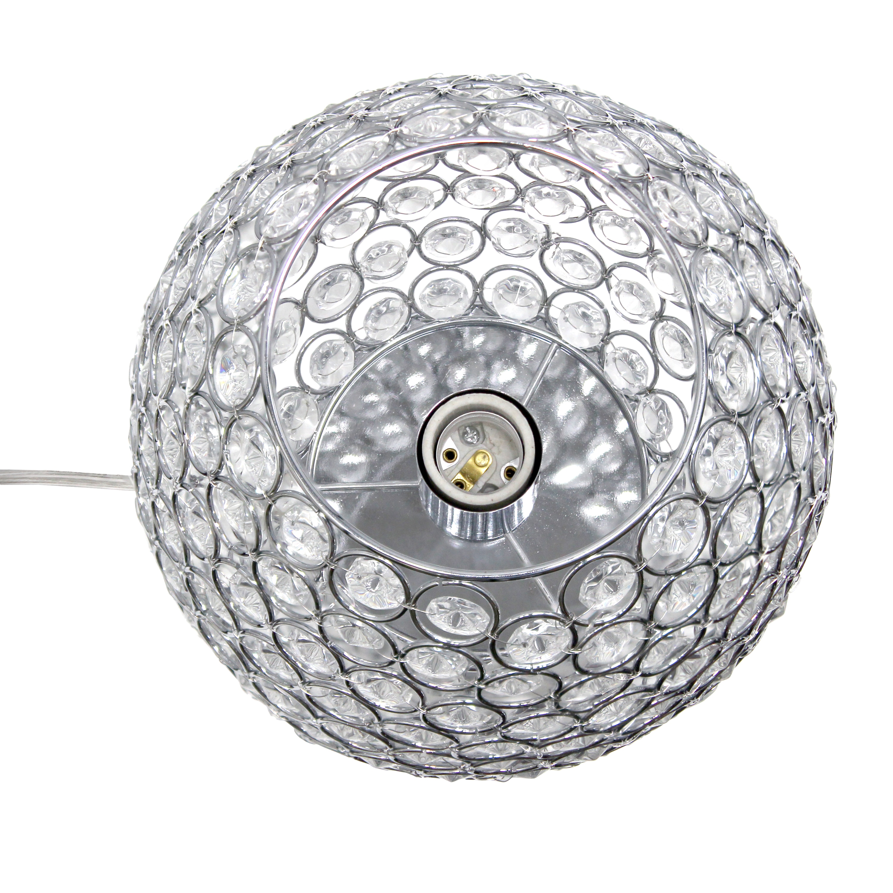 11" Silver Crystal Round Vase Table Lamp with Chrome Base
