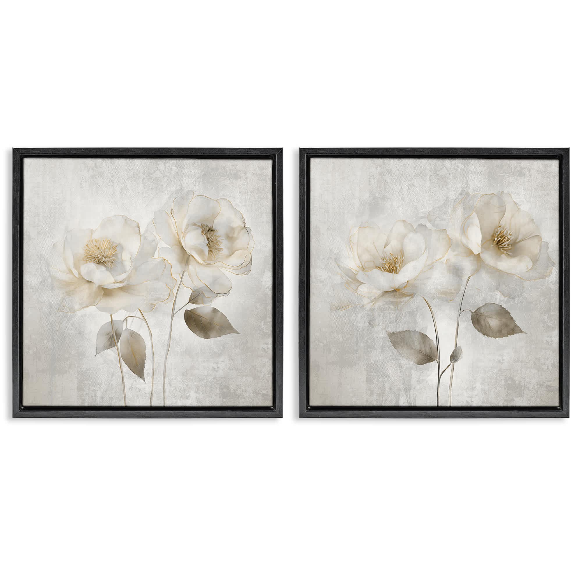 Stupell Industries B2-743-FFB-2PC-24X24 Soft Chic Roses 2pc Floating Frame Set design by Irene Weisz