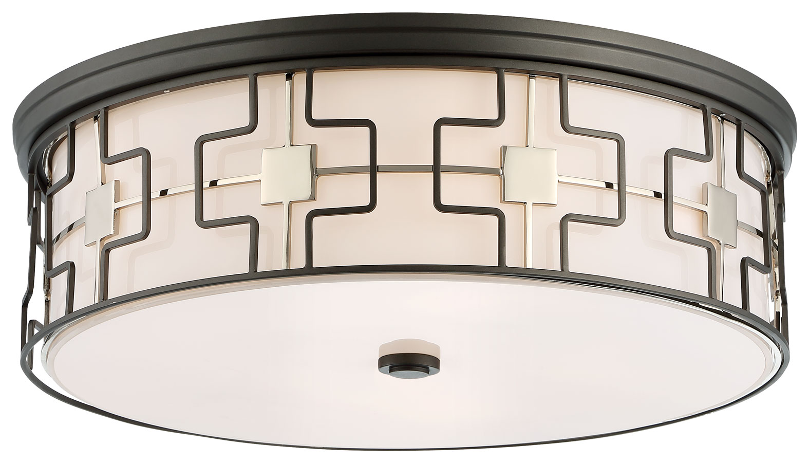 Transitional Dark Gray and Polished Nickel 20" LED Drum Flush Mount