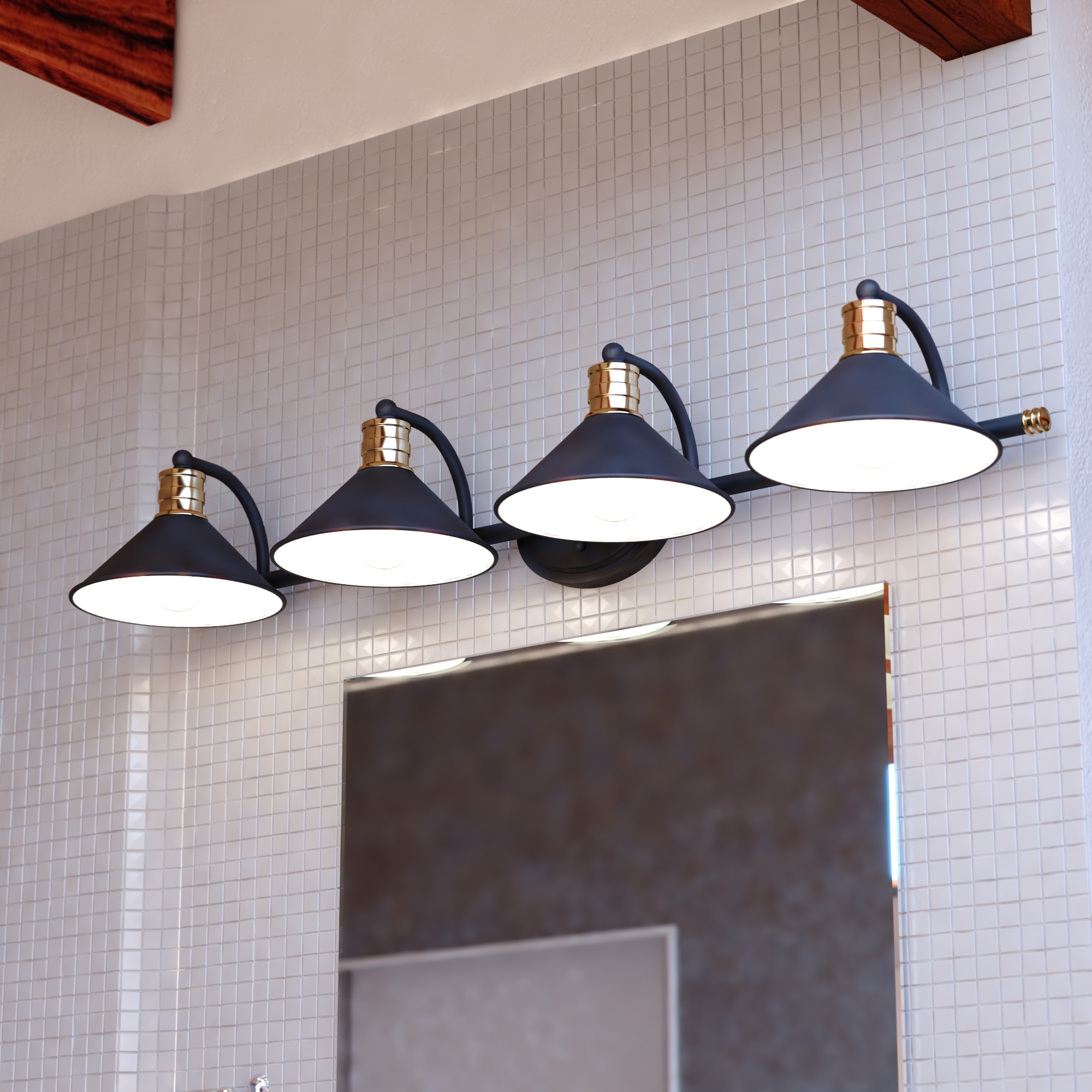 Cascadia W0437 Akron 38-in 4 -Light Matte Black Industrial Vanity light