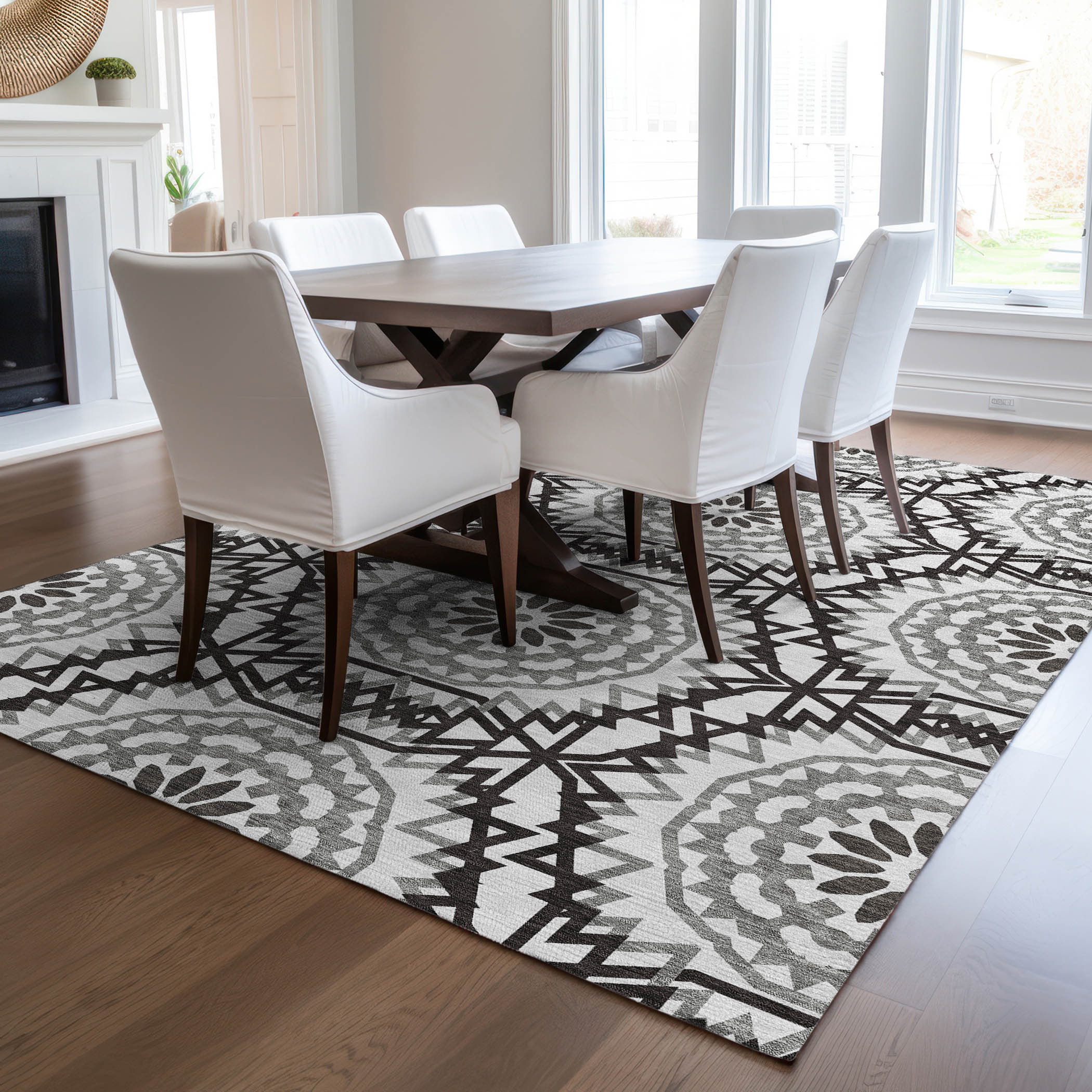 Addison Rugs ACN619WI9X12 Chantille ACN619WI 9 x 12 (ft) Polyester White Rectangular Indoor/Outdoor Geometric Machine washable Area rug