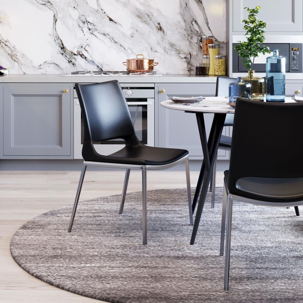 High Black Metal Retro Dining Side Chair Set