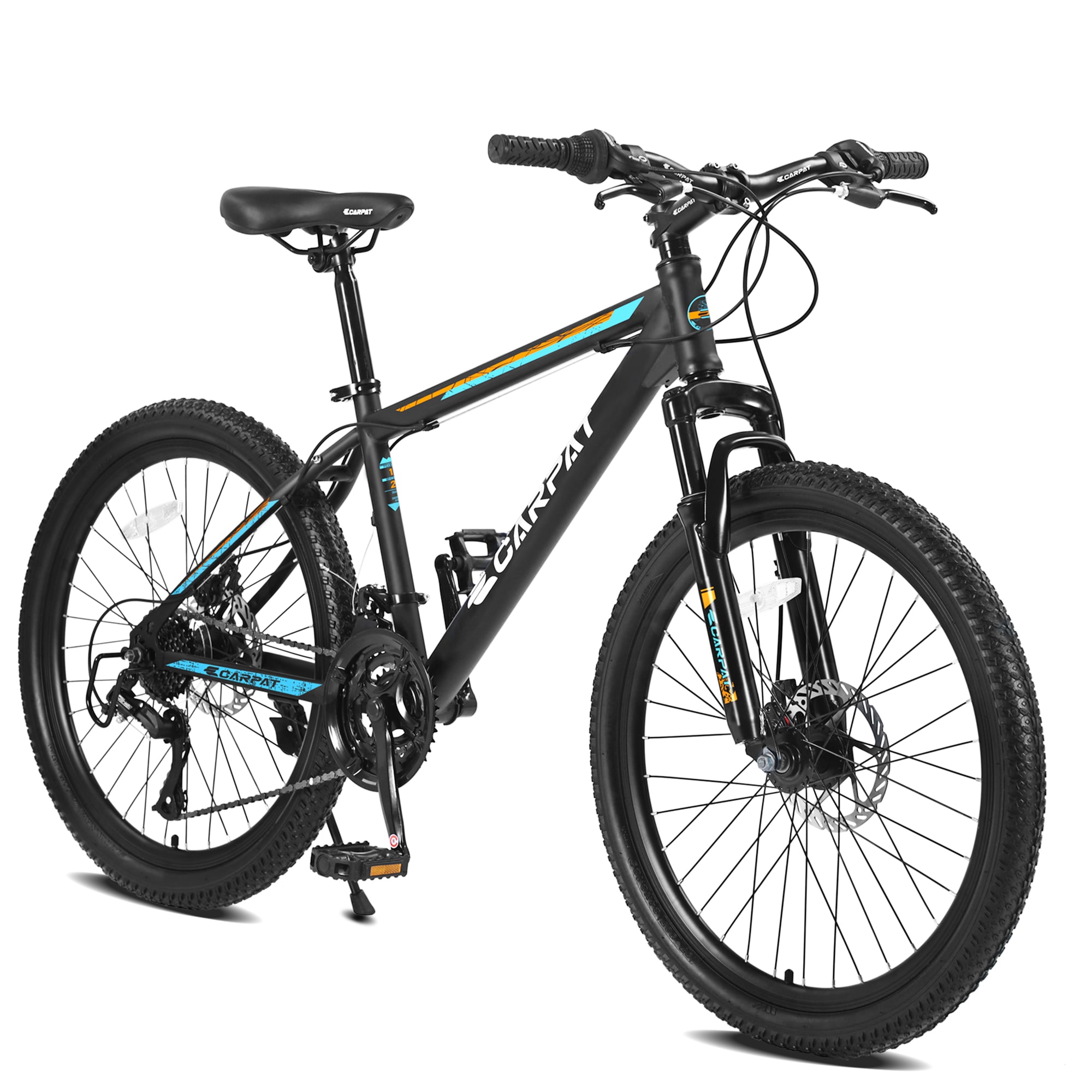 Anysun Adult Mountain Bicycle 26 Inch Wheels Shimano 21 Gears with Dual Disc Brakes Front Suspension Fork High Carbon Steel Frame for Trail Riding
