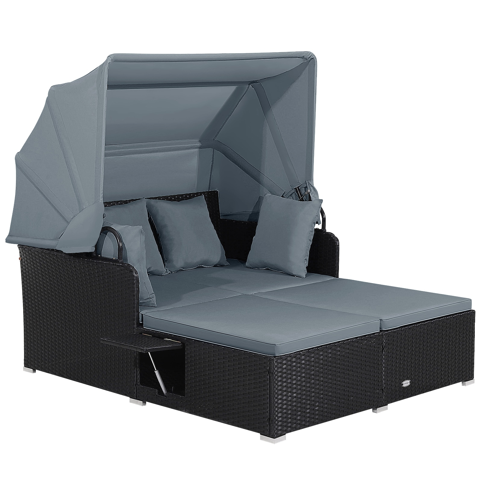  OD62GRHW715 Patio Conversation Sets Rattan Patio Conversation Set with Gray Cushions