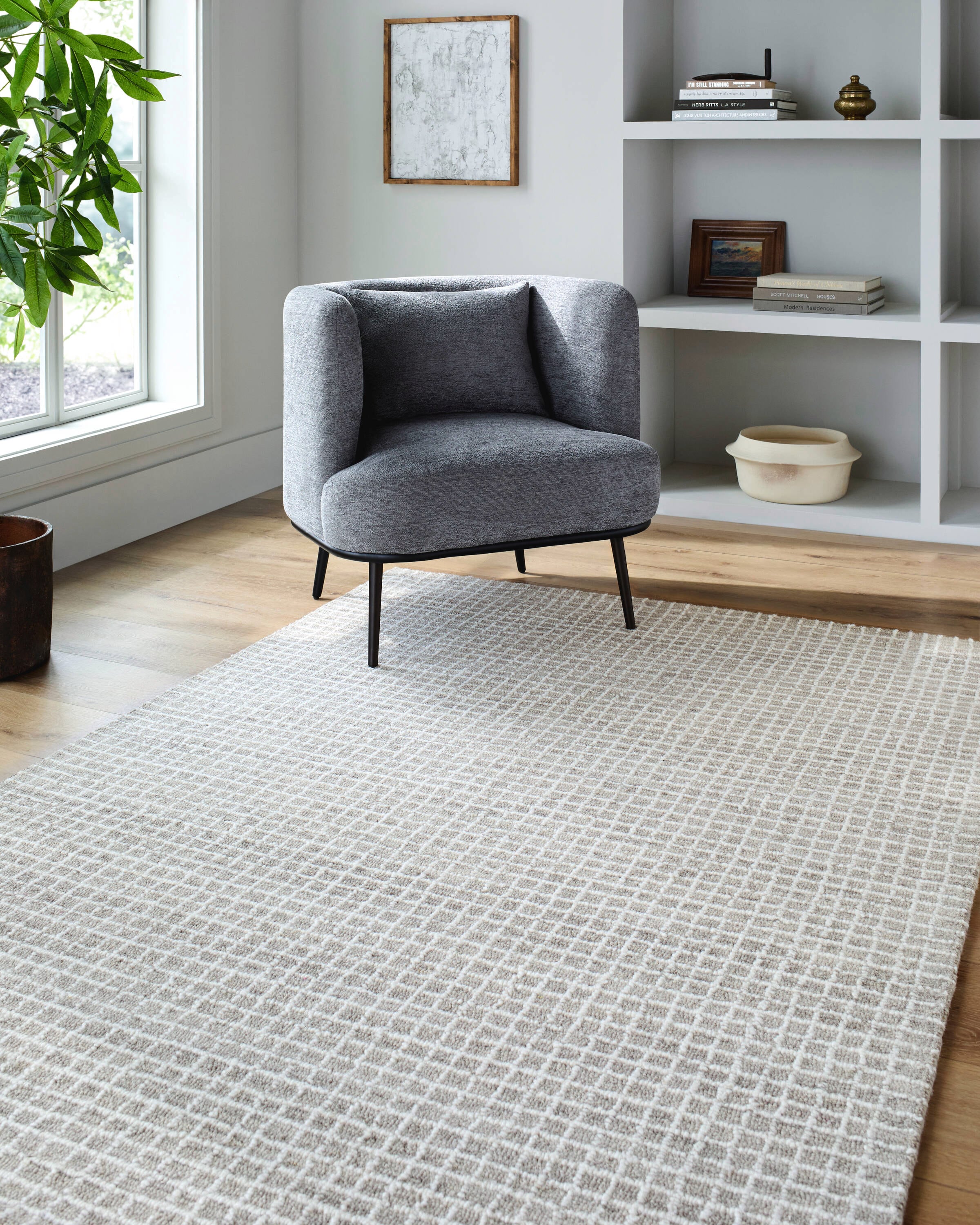 Livabliss VVAN2302-46 Vivir Andreas 4 x 6 (ft) Tufted Wool Tan/Gray Rectangular Indoor Stripe Moroccan Area rug