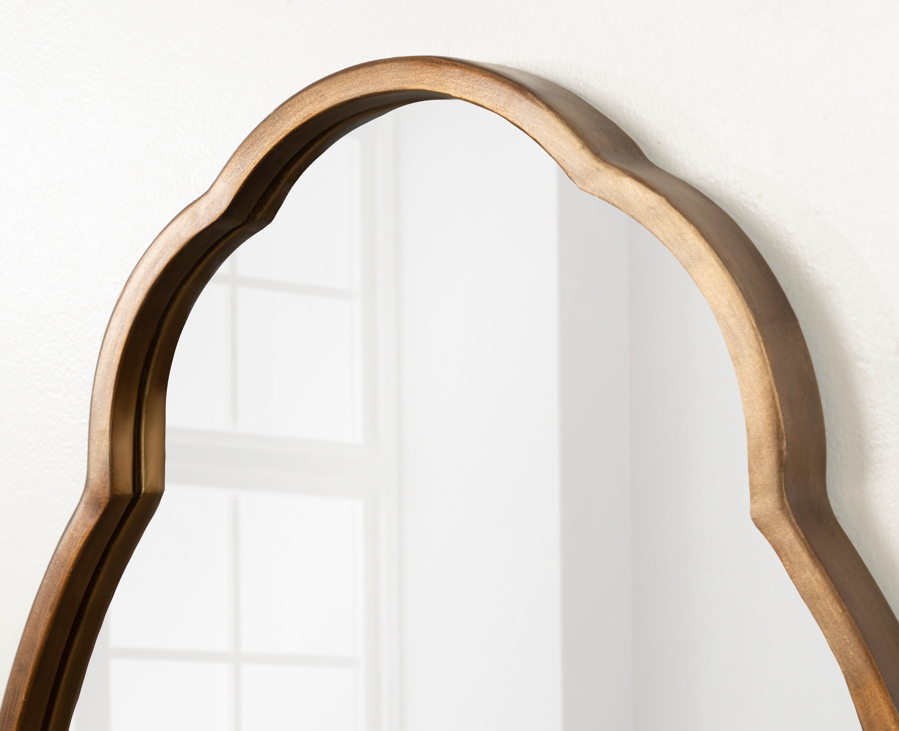 Magritte Scalloped Oval Gold Vanity Wall Mirror, 33x22 in