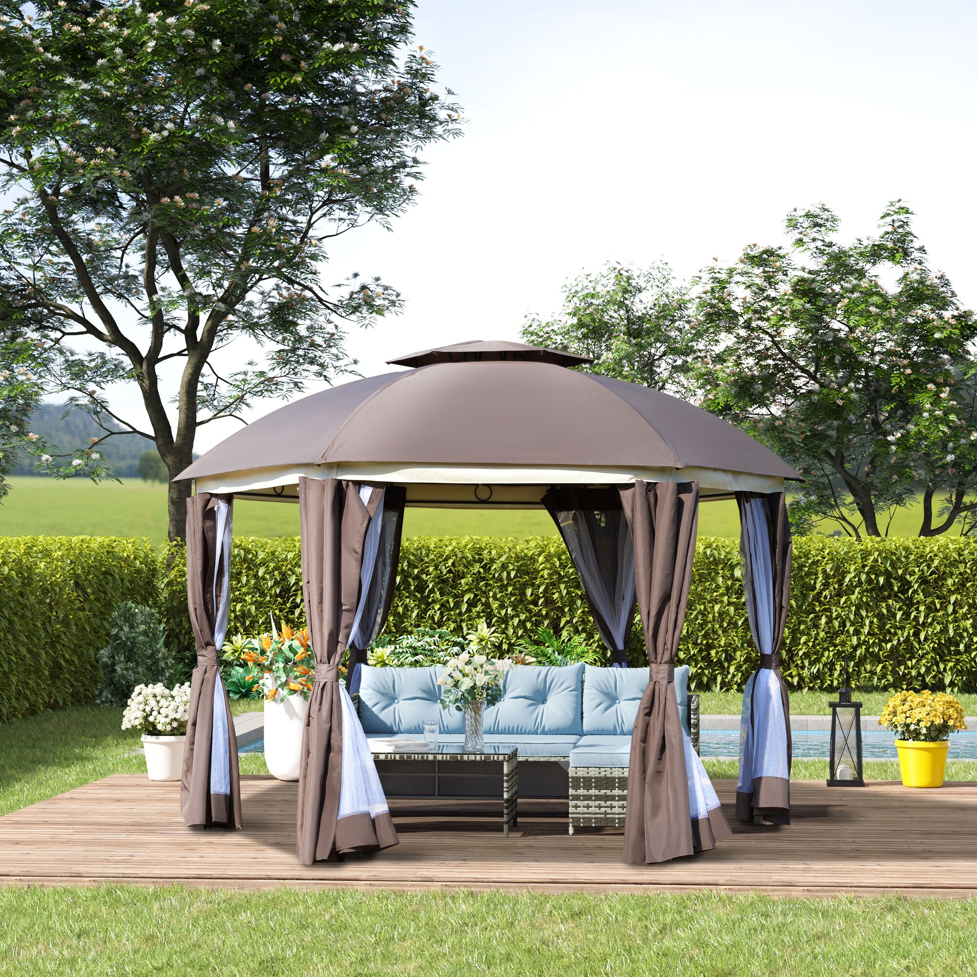 Outsunny 84C-214BN Wood-Resin-Gazebos - View #2