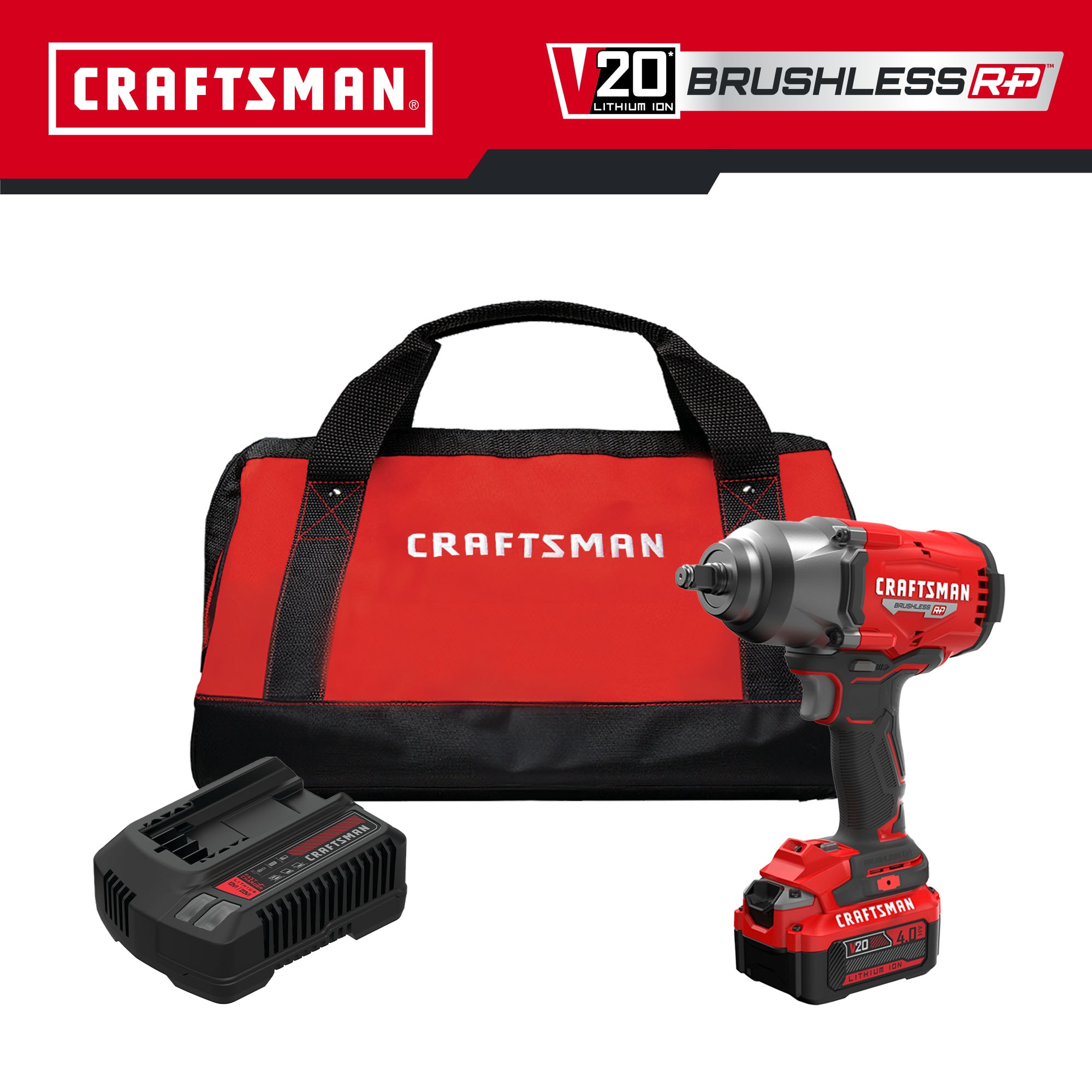 CRAFTSMAN 20-volt Max Variable Speed Brushless 1/2-in Drive Cordless Impact  Wrench (Battery Included) in the Impact Wrenches department at