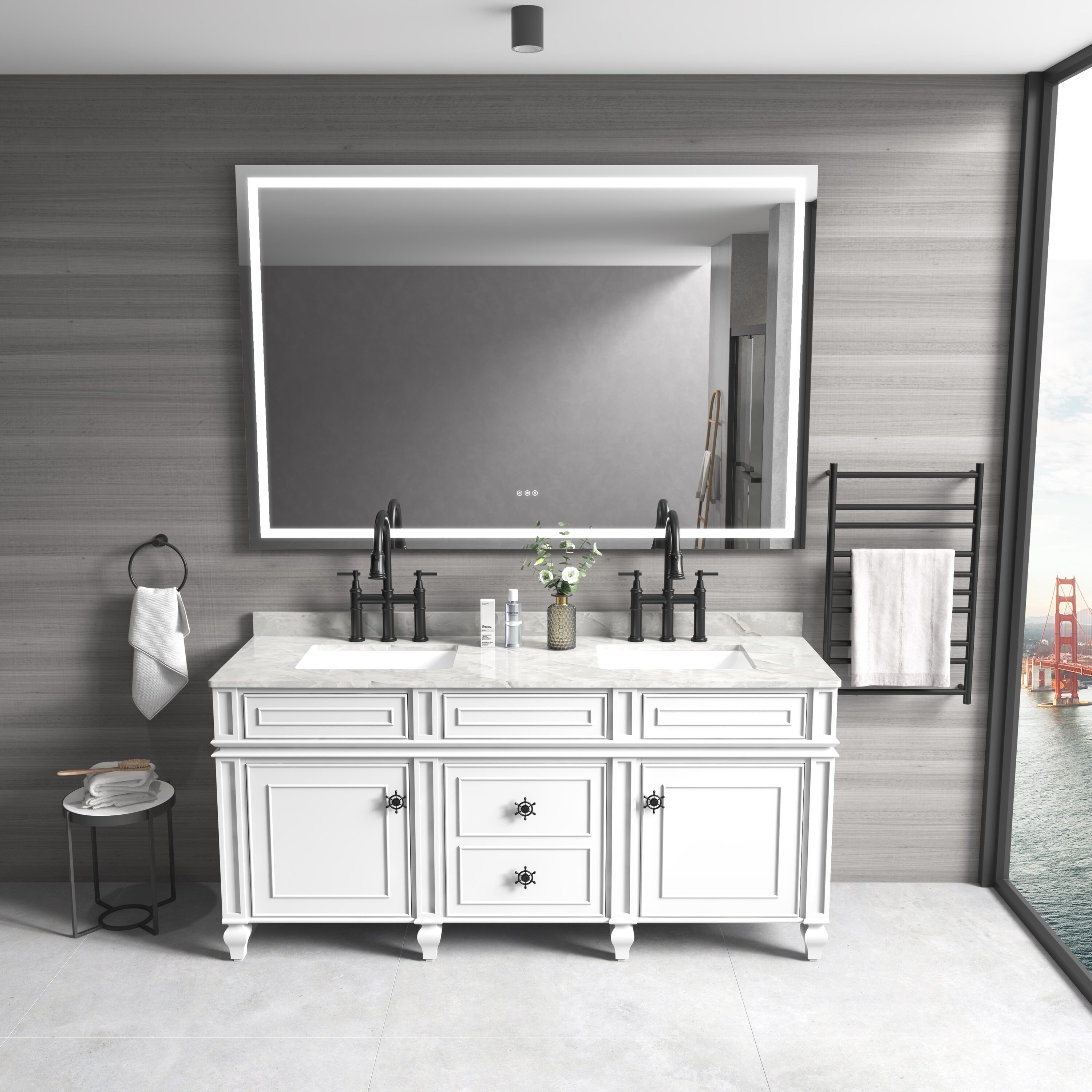 Porto 84 Free-standing Double Bath Vanity in Aged Natural Oak with Fi –  Vinnova Design