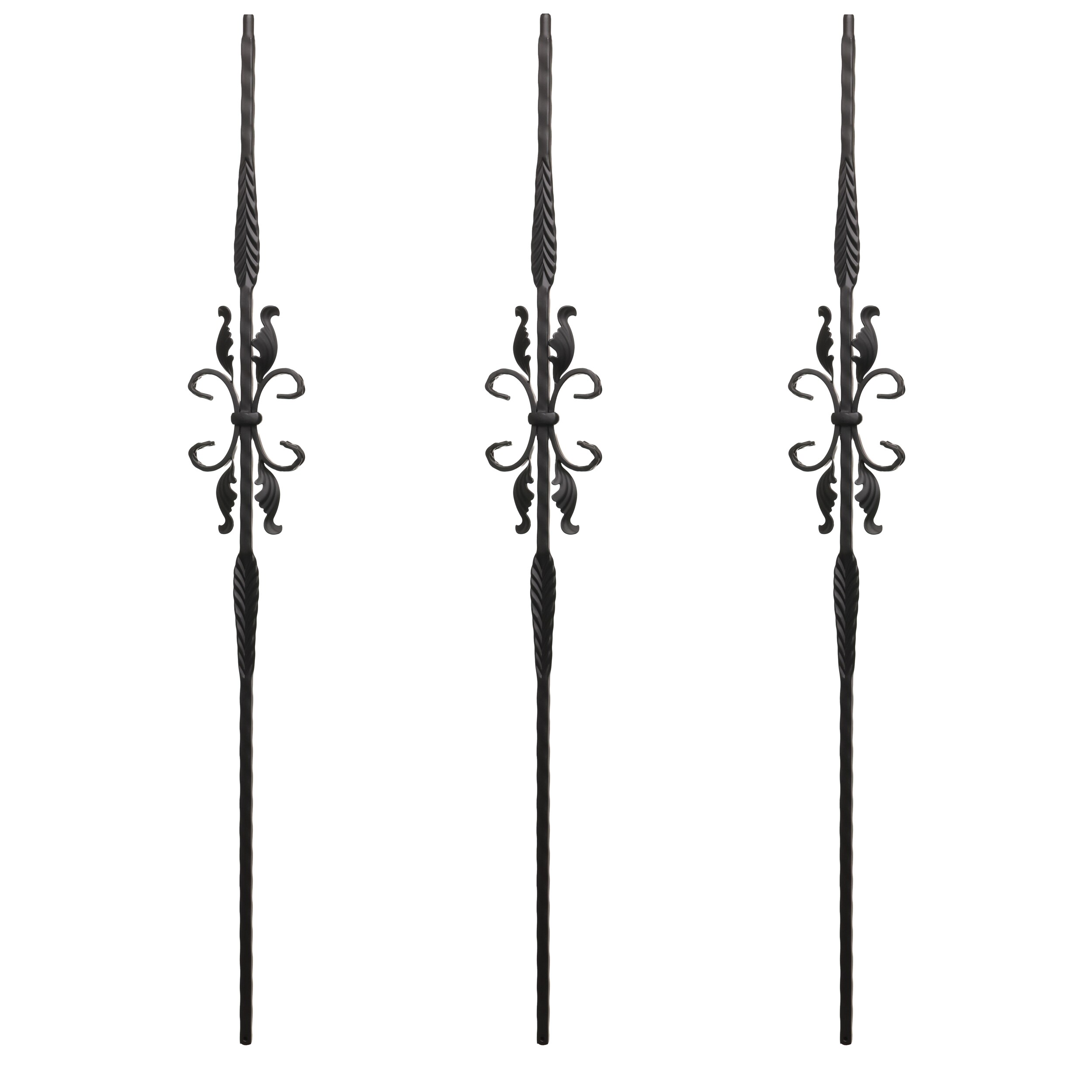 RELIABILT WGT24SB 43-in x 0.5-in Satin Black Wrought Iron Butterfly Stair Baluster (3-Pack)